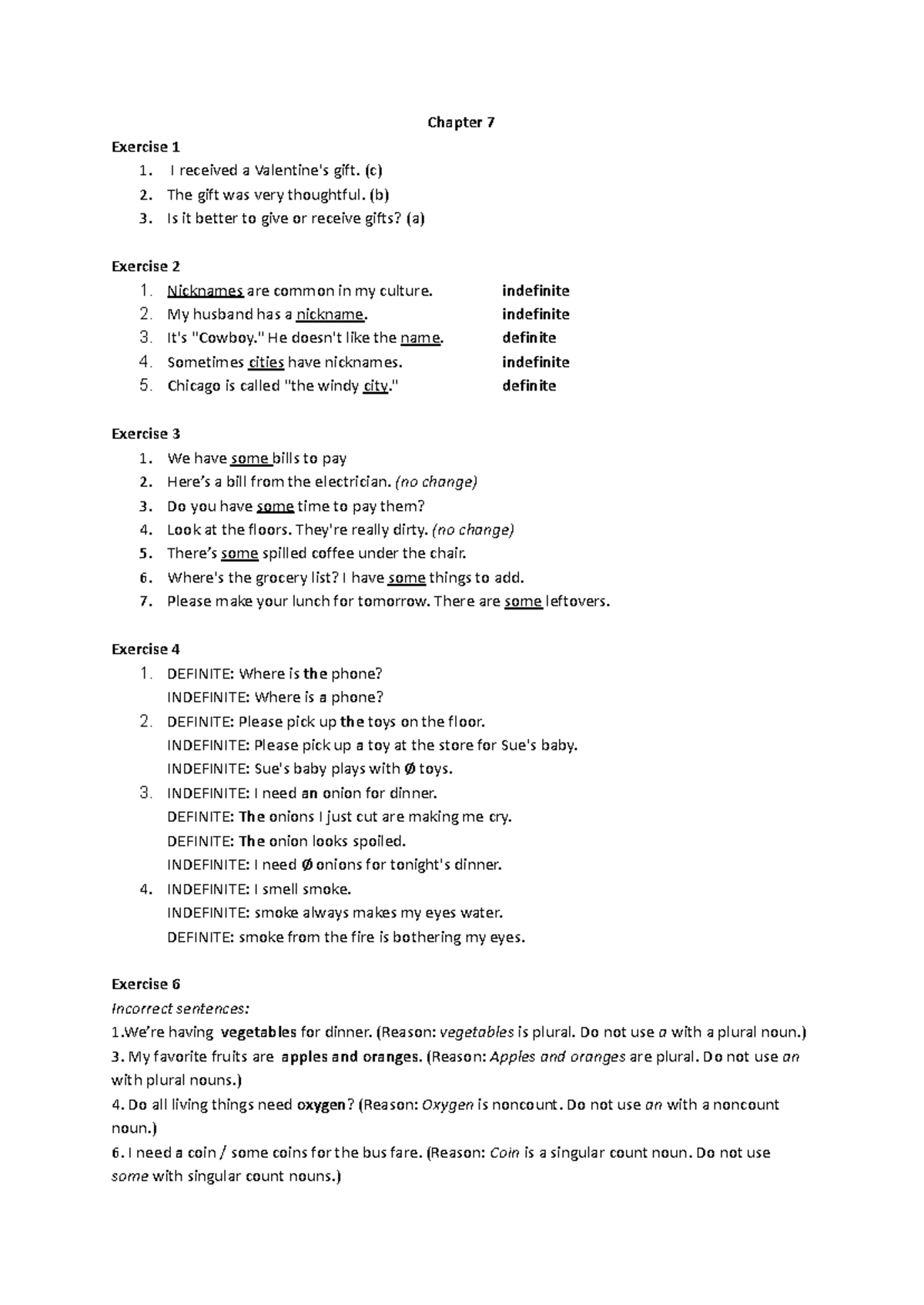 Understanding and Using English Grammar - Chapter 7 Exercises 1-18 ...