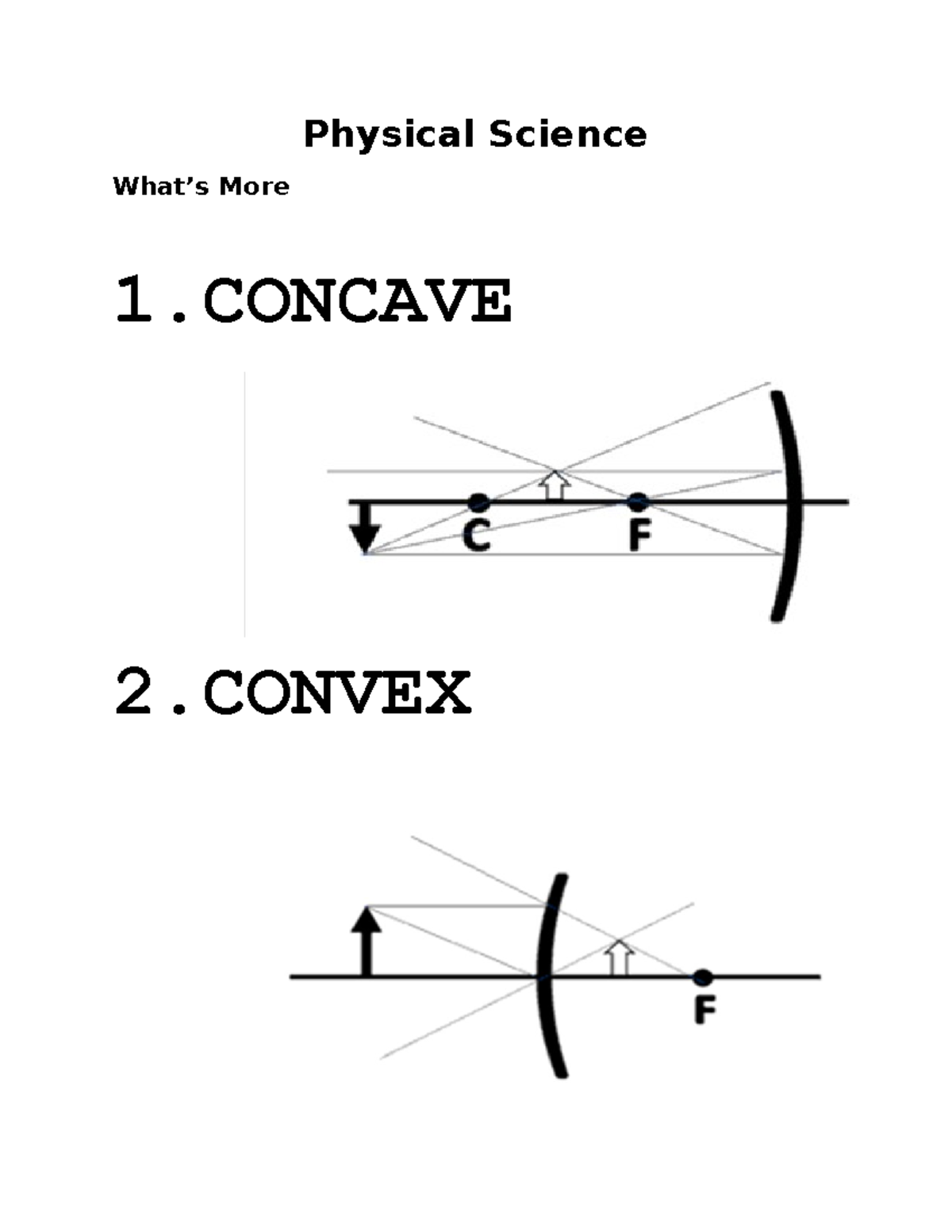Physical Science Notes 2021: Understanding Concave and Convex - Studocu