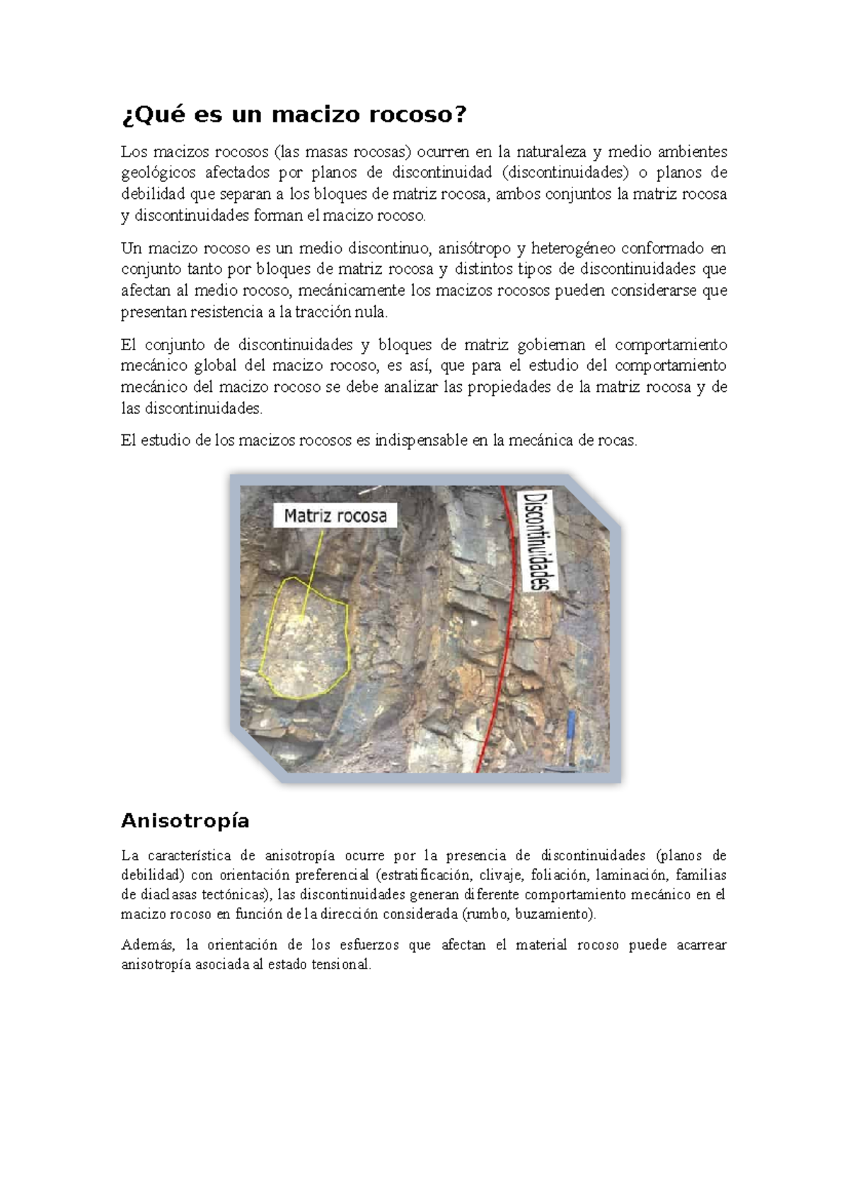 Estudio del Macizo Rocoso: Análisis de Discontinuidades y Matriz Rocosa ...