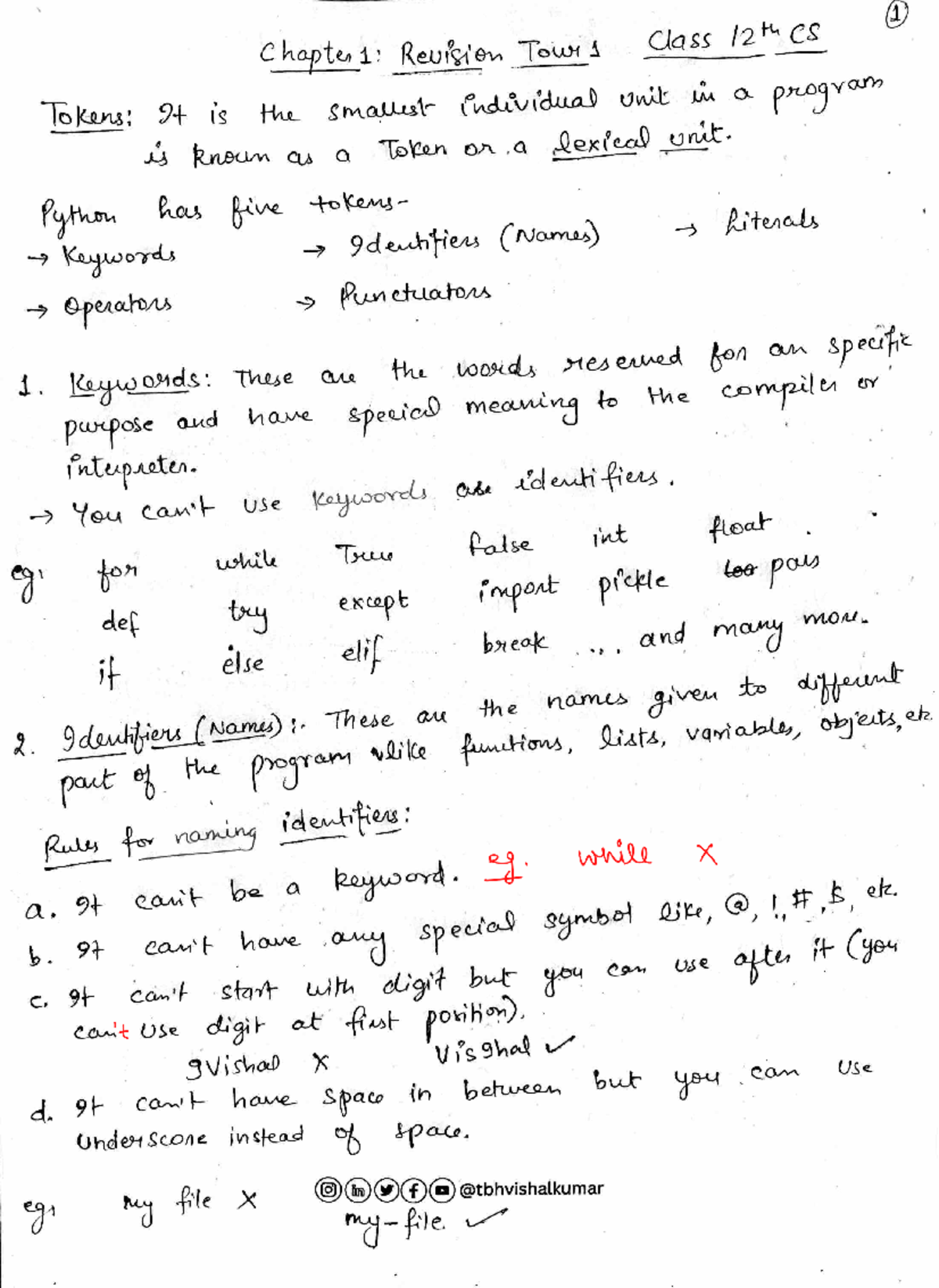 Chapter 1 Notes Final - for students - 1 Chapter 1: Revision Tour 1 ...