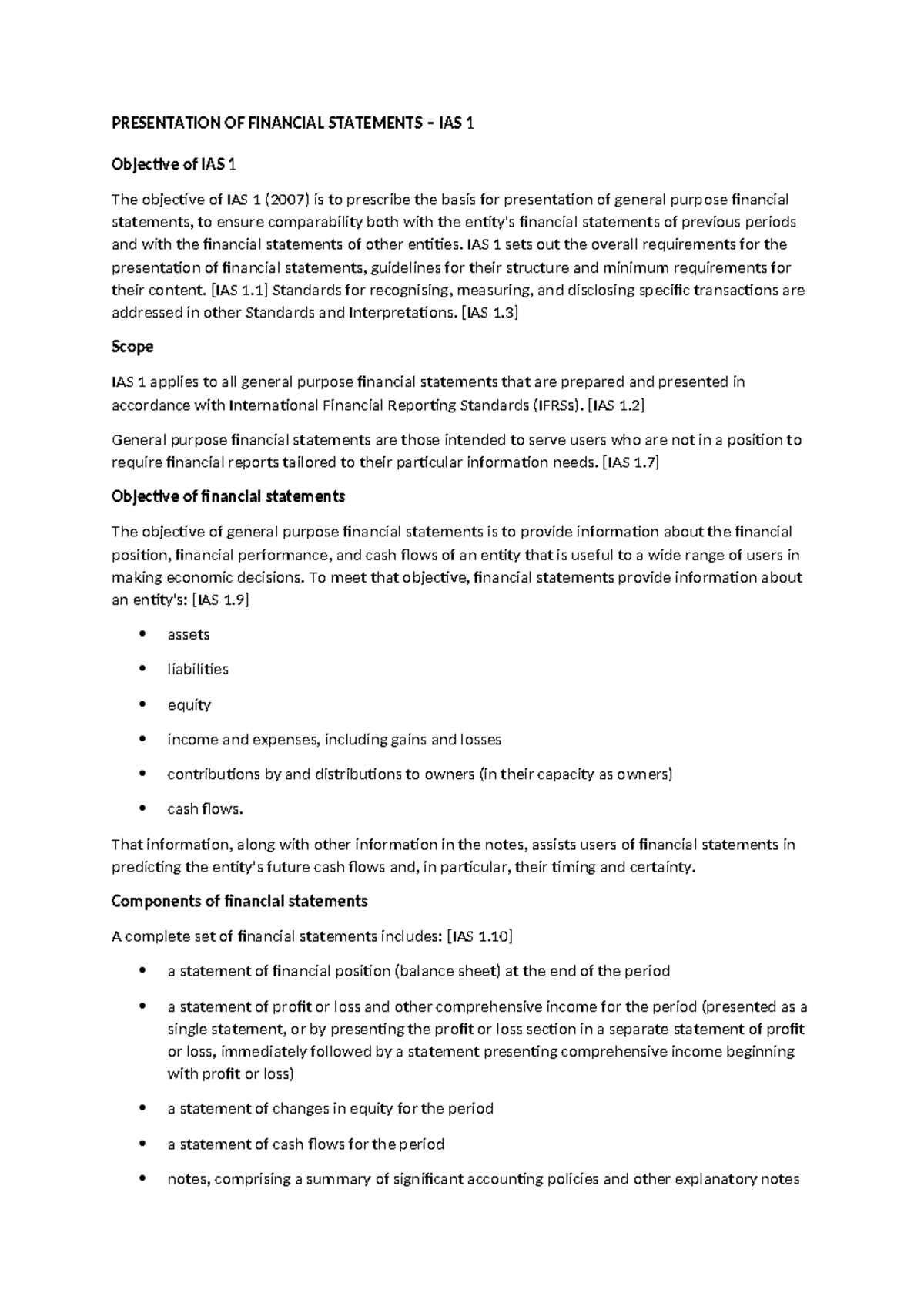 IAS 1 Notes 0fac71901 d9dc5a011bbfe36114 ba463 - PRESENTATION OF ...