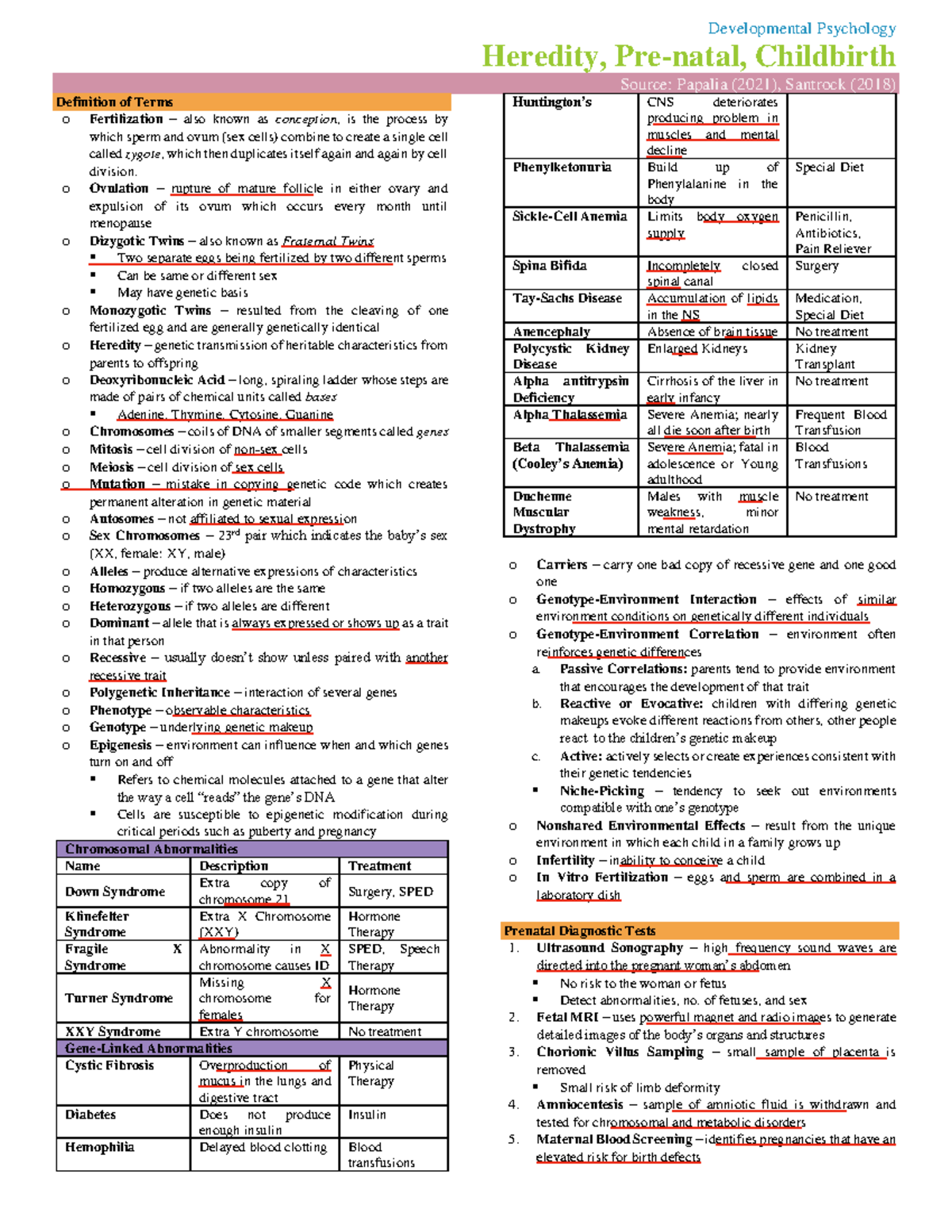 Dev Psy 1 Prenatal Development - Comprehensive Summary Notes - Studocu