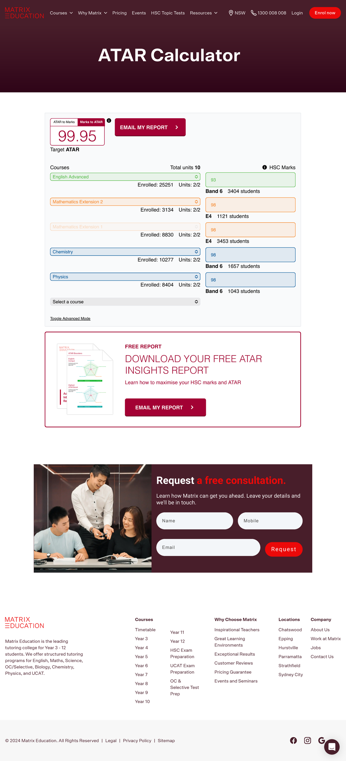 ATAR Calculator Predict Your ATAR using HSC Marks 2 - Matrix Education ...