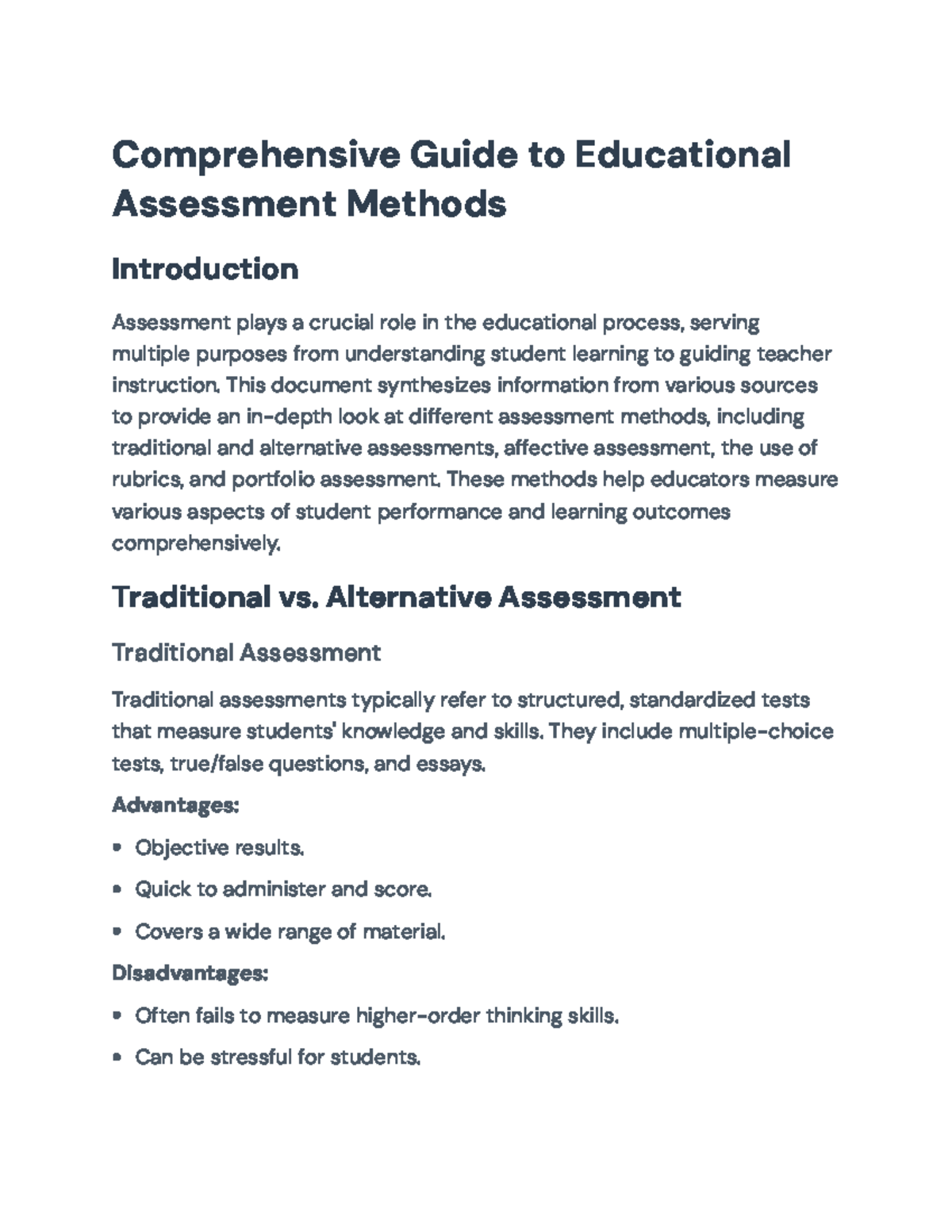 Comprehensive Guide to Educational Assessment Methods and Strategies ...