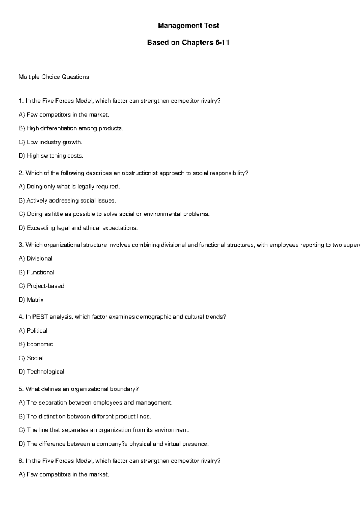 MGMT 101 Final Exam Review: Key Concepts and Questions - Studocu