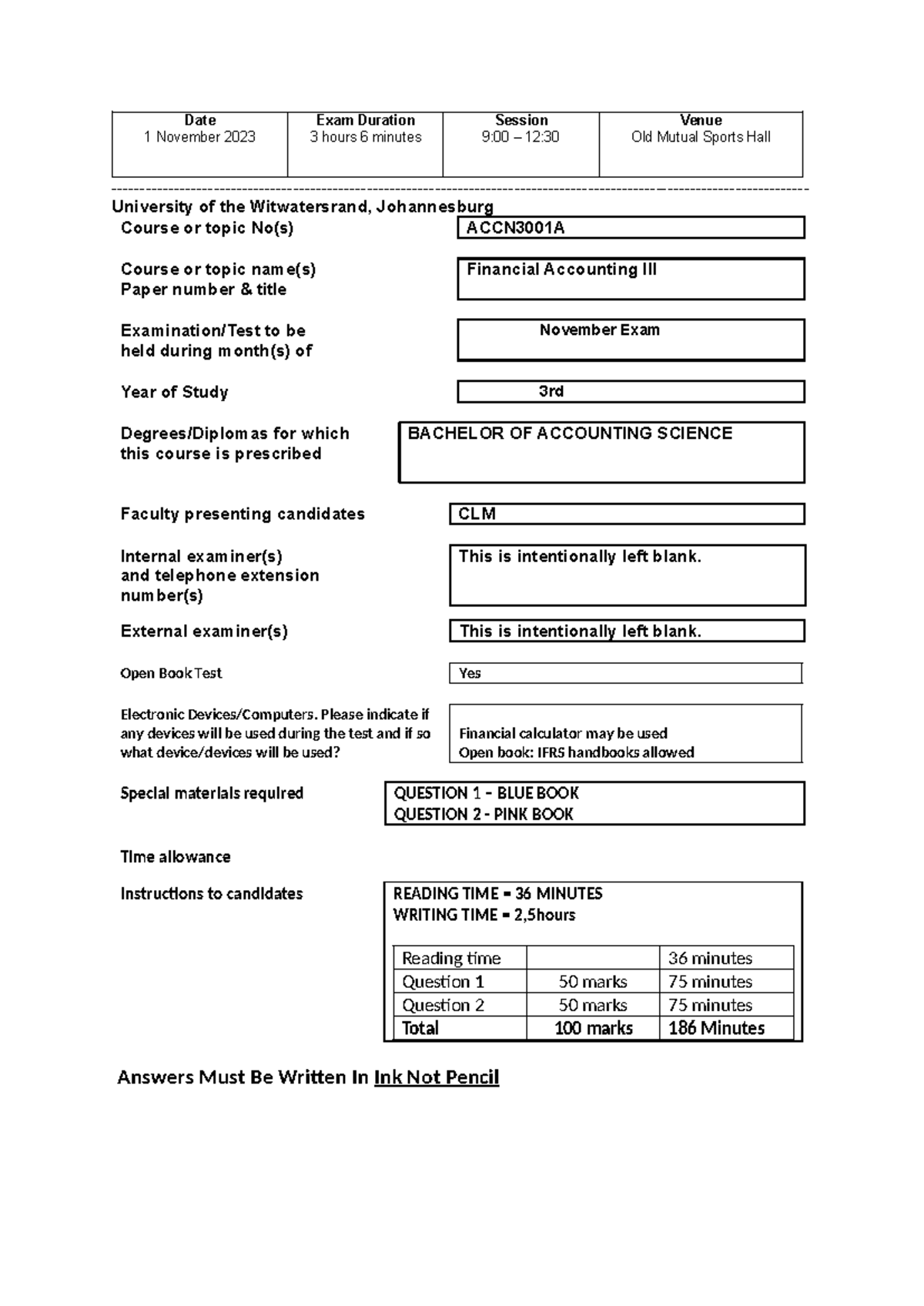 ACCN3001A FA3 Nov 2023 Final Exam - Financial Accounting Questions ...
