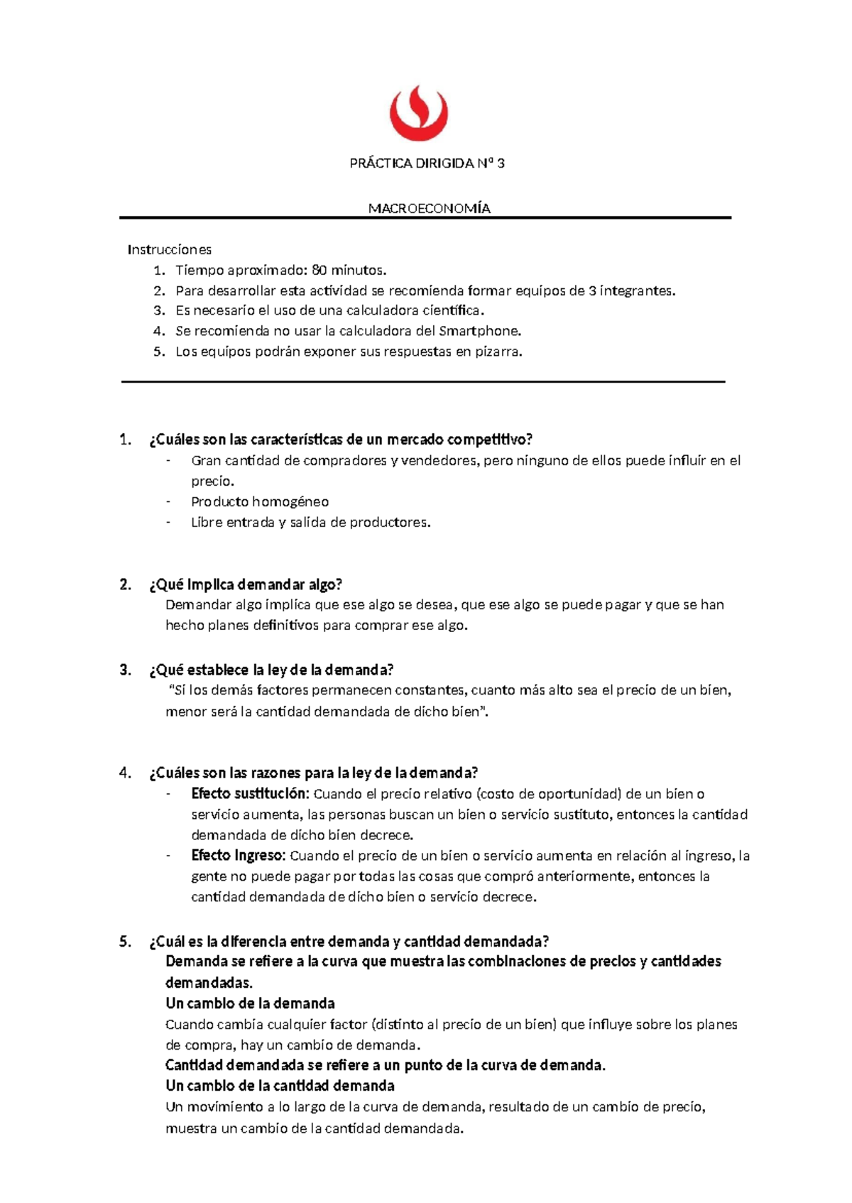 AF133 - Macroeconomía - Práctica 03: Oferta y Demanda en Mercados - Studocu