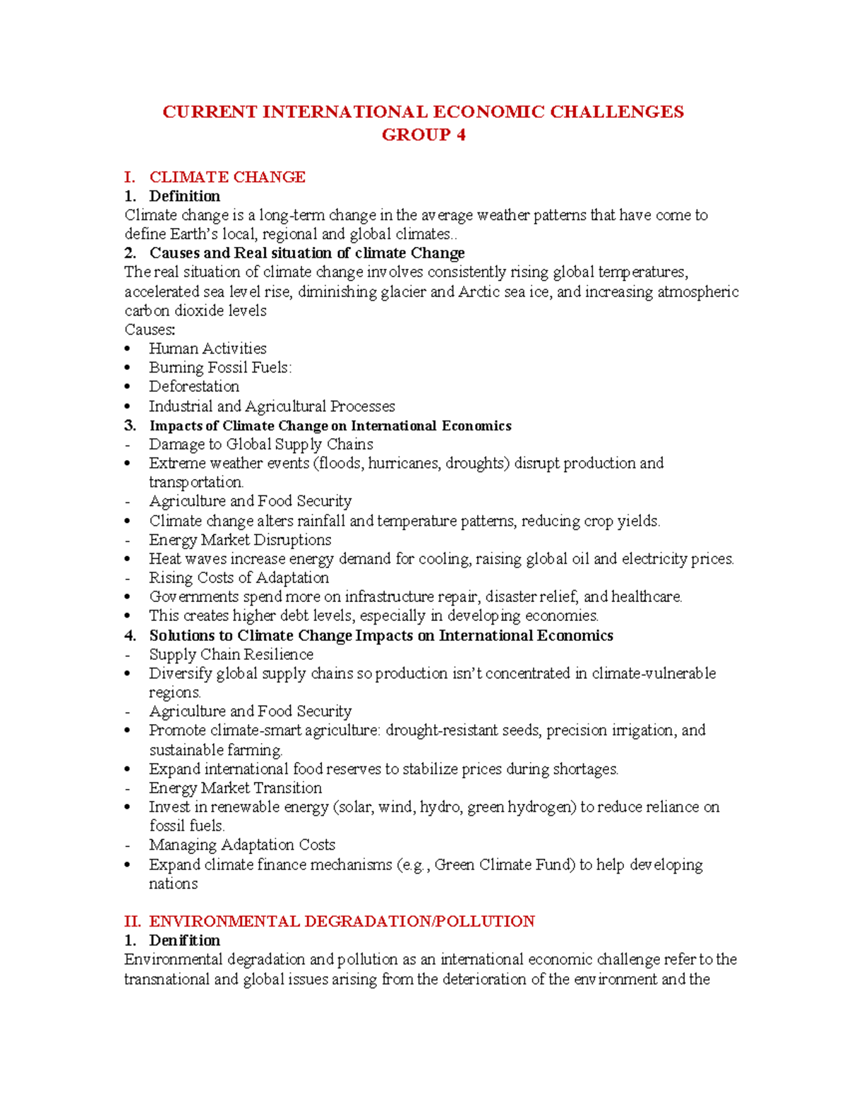 International Economics Challenges: Climate Change & Environmental ...