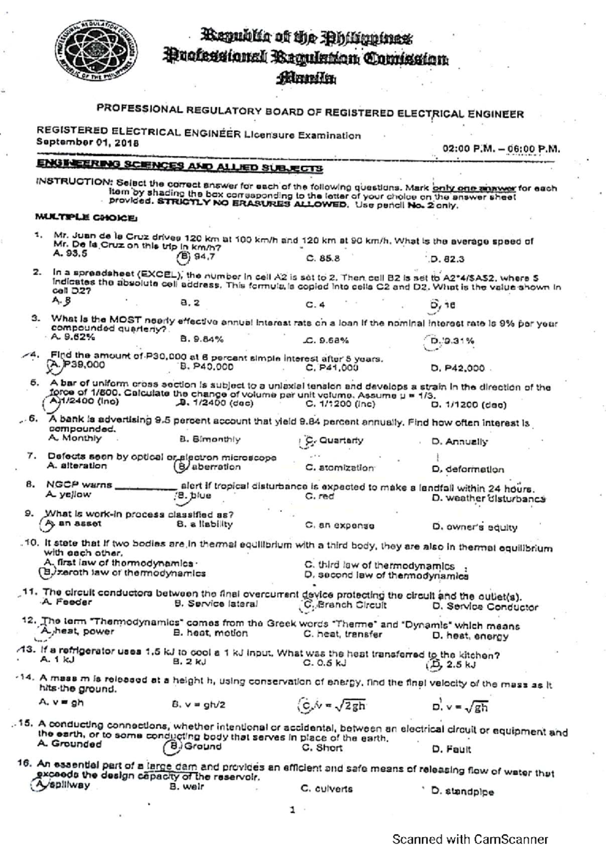 REGULATION COMMISSION: 2018 Registered Electrical Engineer Licensure ...