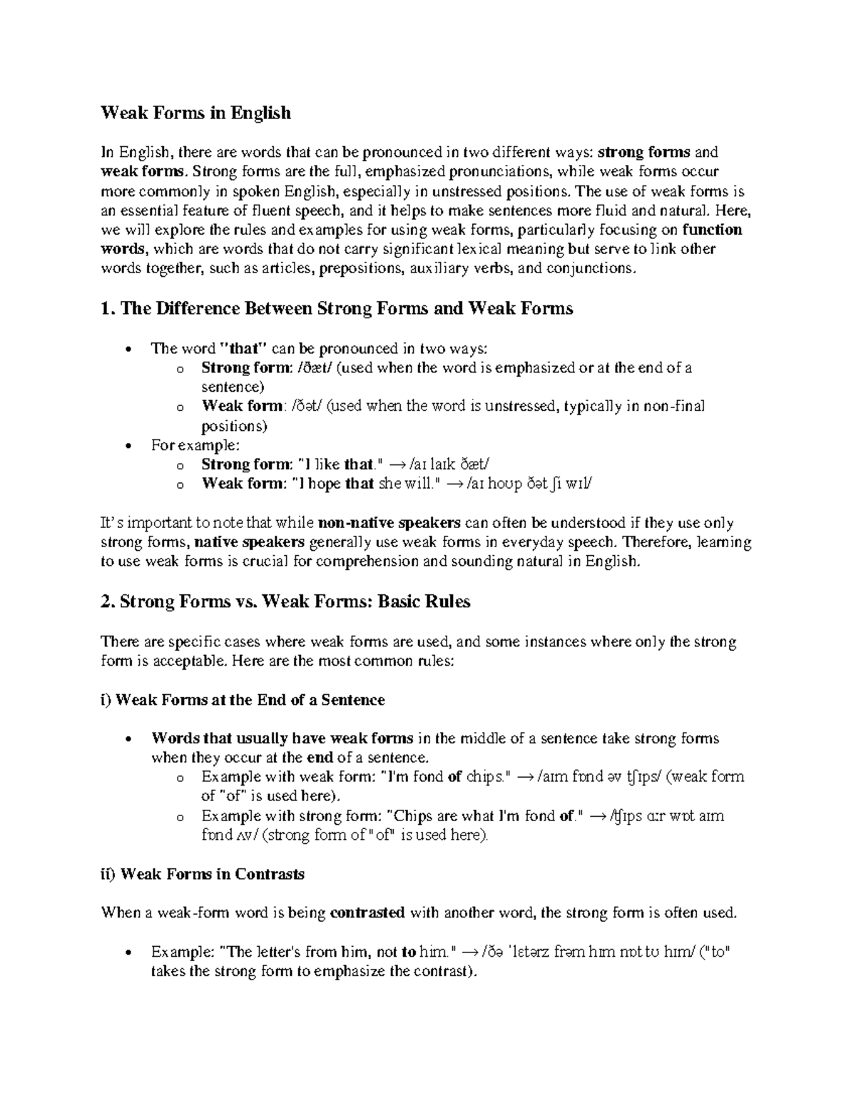 Weak Forms in English: Understanding Strong vs. Weak Pronunciations ...
