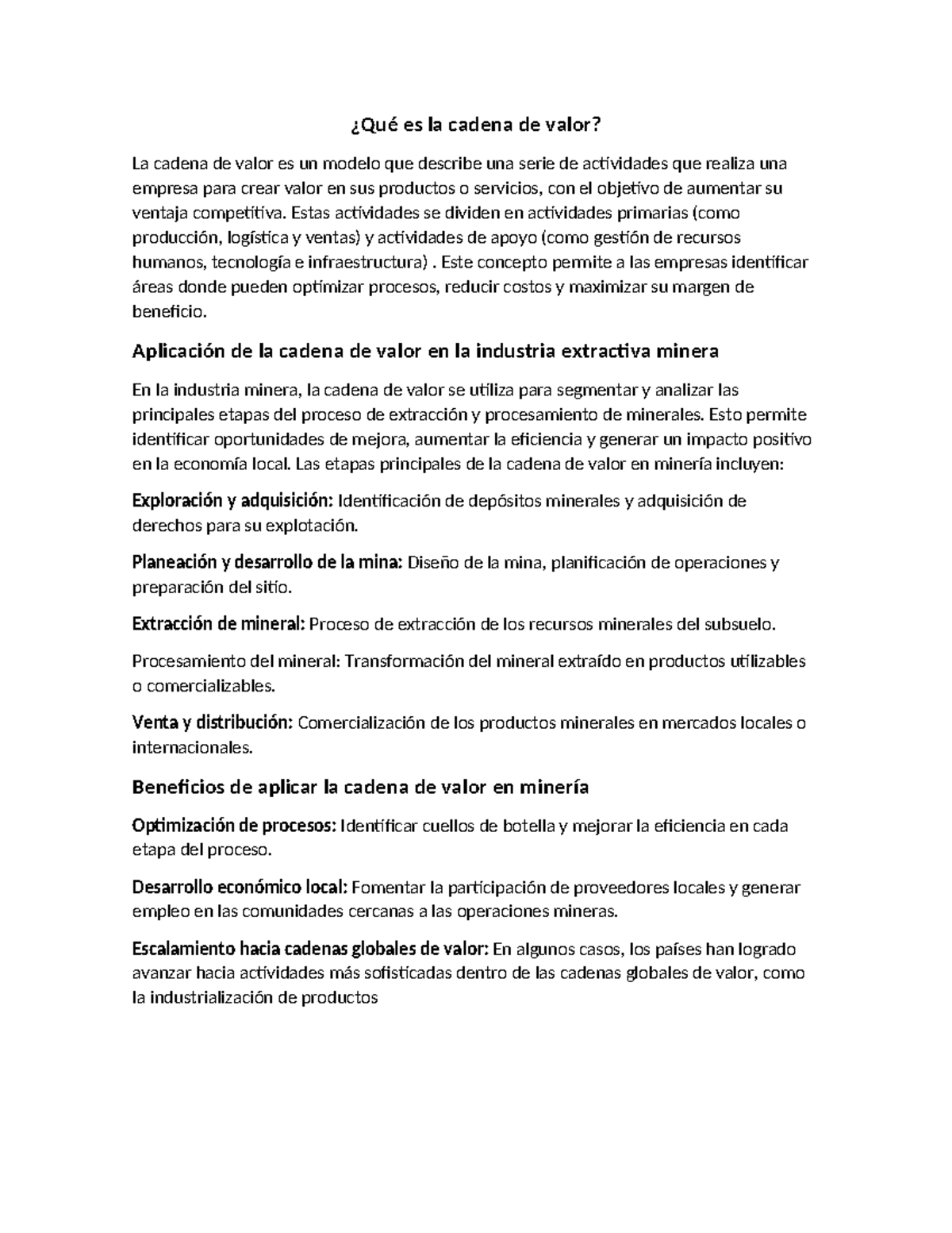 Cadena de Valor de Porter en la Industria Minera: Análisis y Beneficios ...