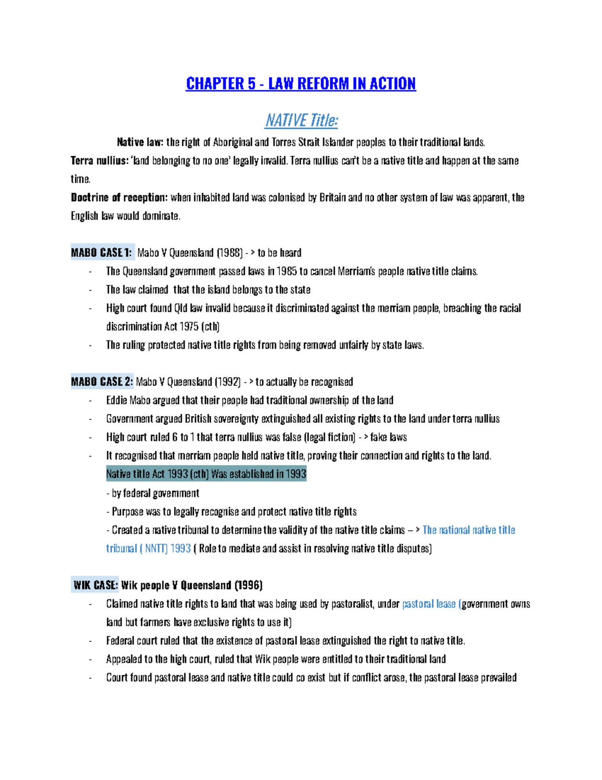 CHAPTER 5: LAW REFORM IN ACTION - STUDY NOTES FOR LEGAL PRELIMS - Studocu