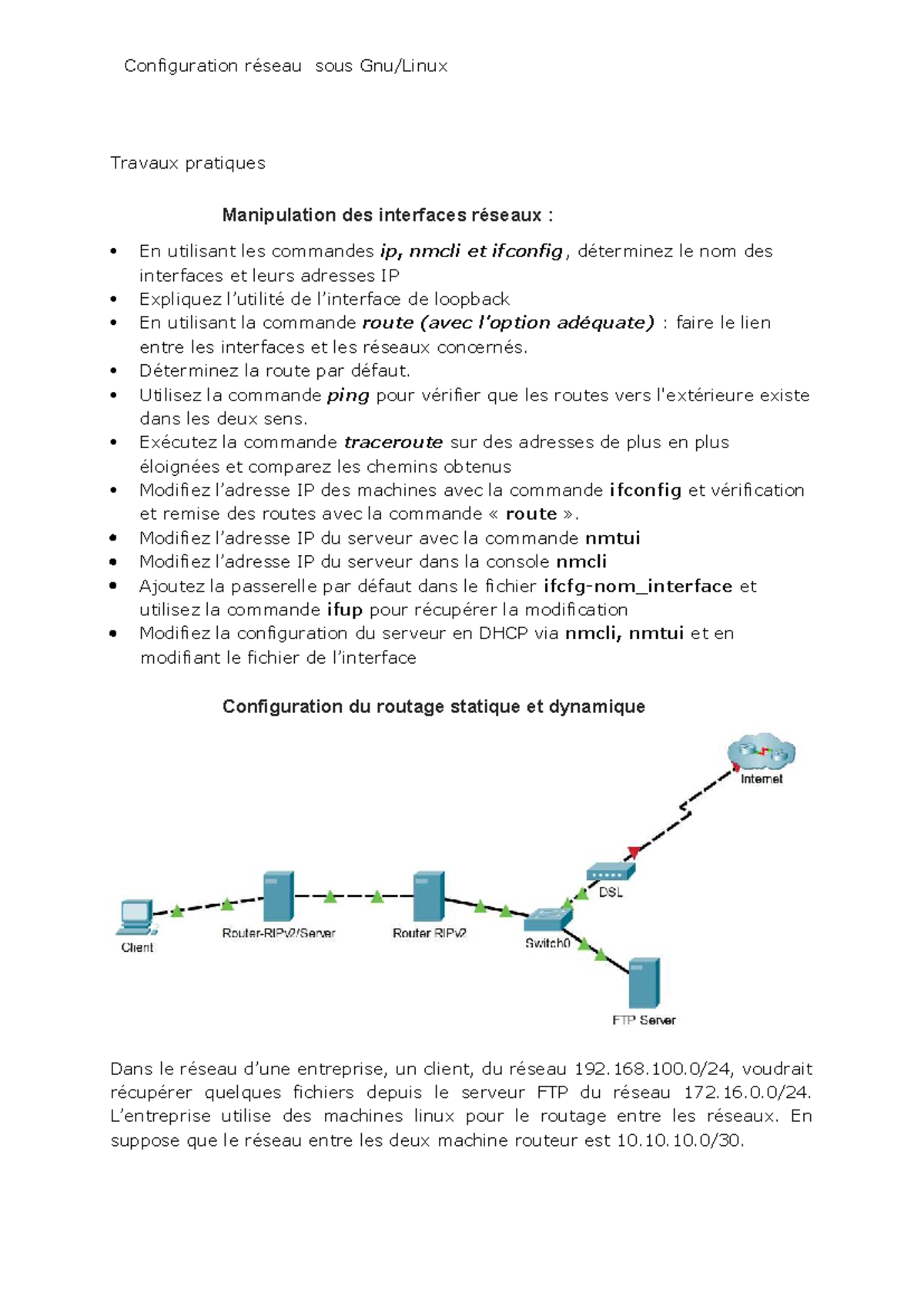 Configuration Réseau sous Linux - TP 639B2C5E12BA9 - Studocu
