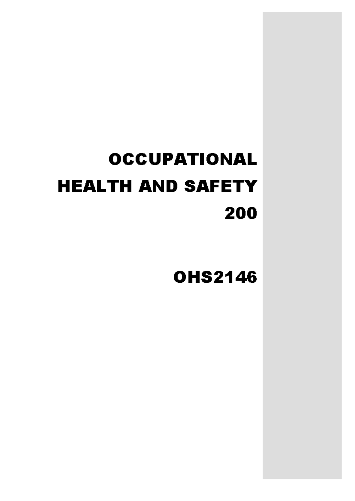 OHS 2146 Comprehensive Study Guide on Occupational Health & Safety ...