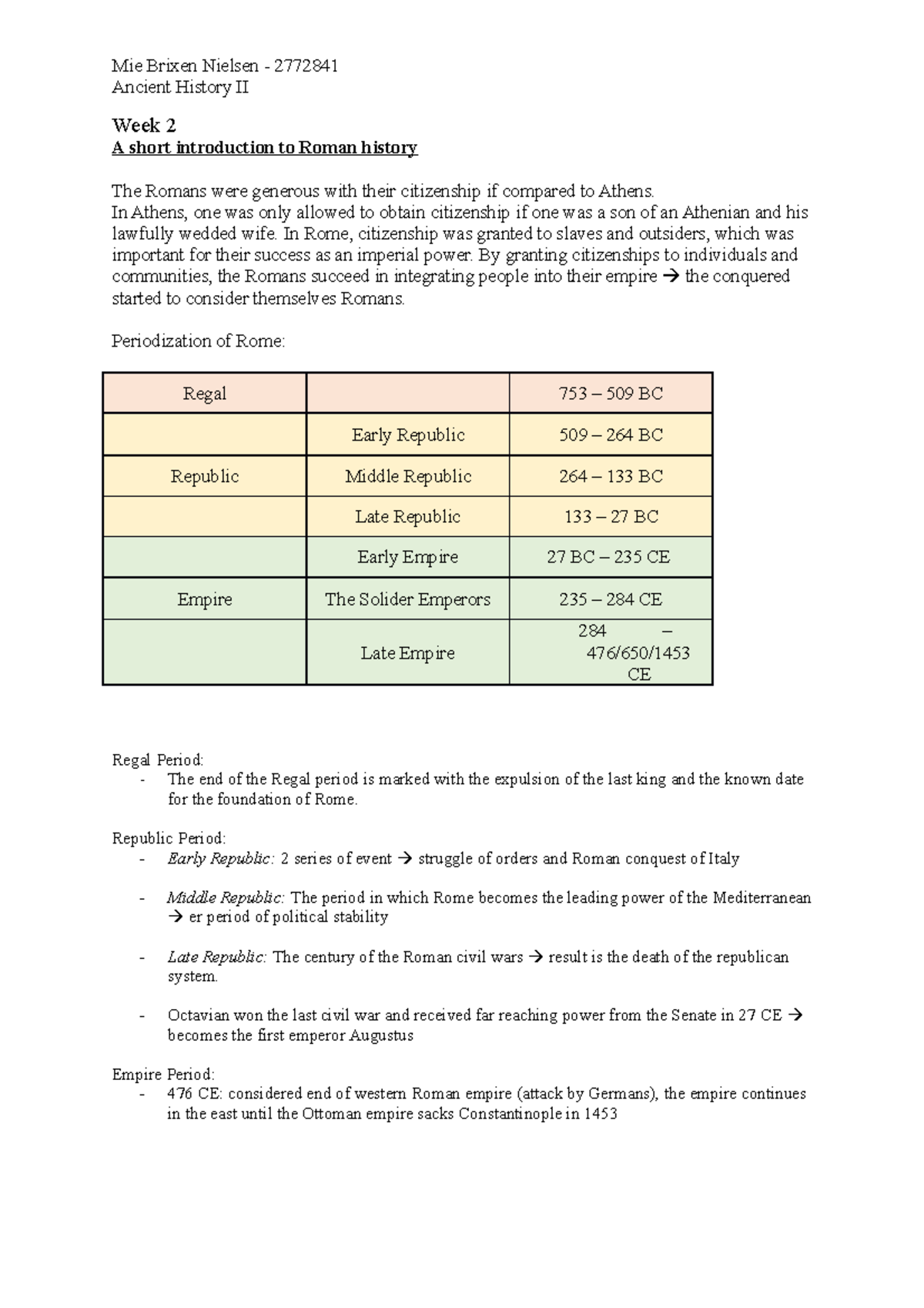 Ancient History II - Exam Notes on Roman History and Society - Studeersnel