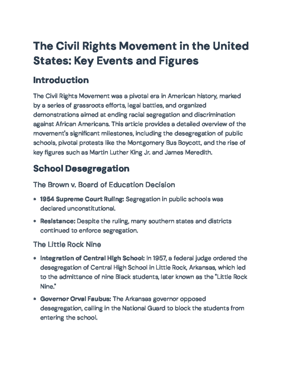 Civil Rights Movement Overview: Key Events and Figures (HIST 101) - The ...