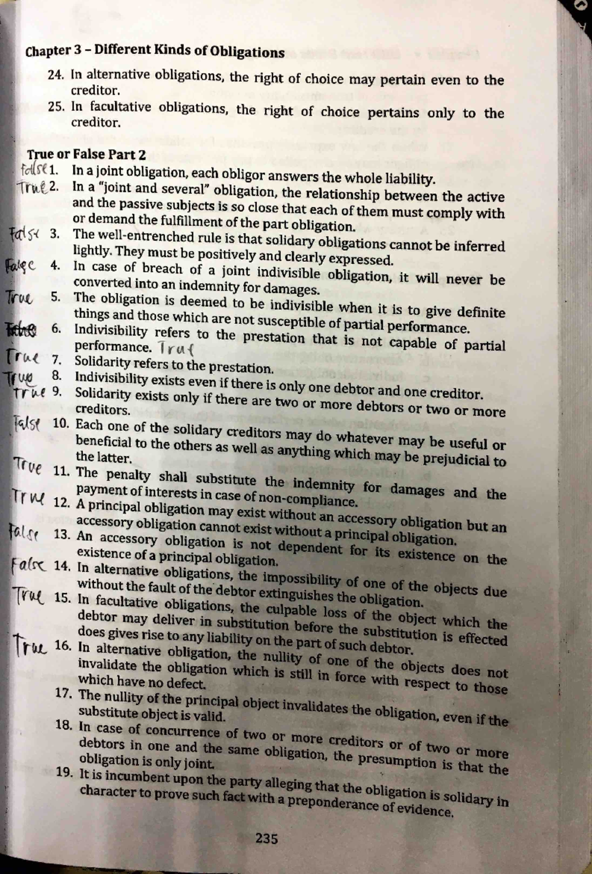 Oblicon Chapter 3: True or False Notes on Different Kinds of ...
