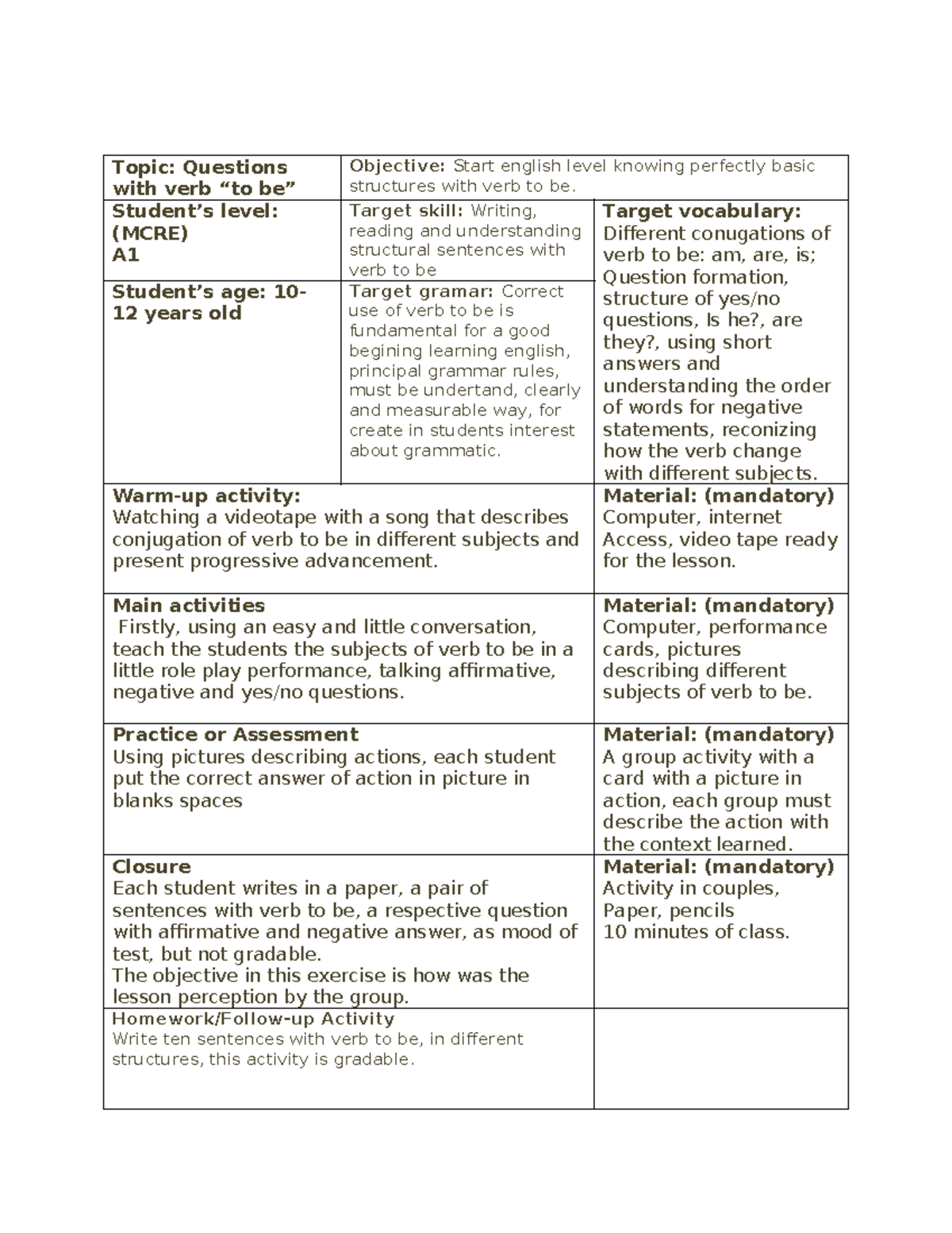 Lesson Plan 2 - Sin consentimiento subo el trabajo del compañero ...