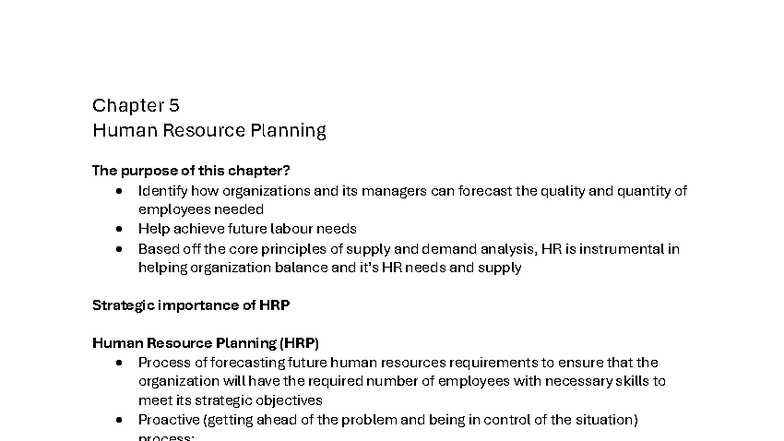 Chapter 5 - Human Resource Planning: Forecasting Needs & Strategies ...
