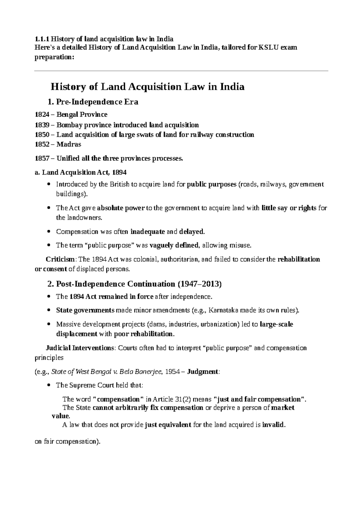 KSLU Land Laws: Comprehensive Overview of Land Acquisition Act, 2013 ...
