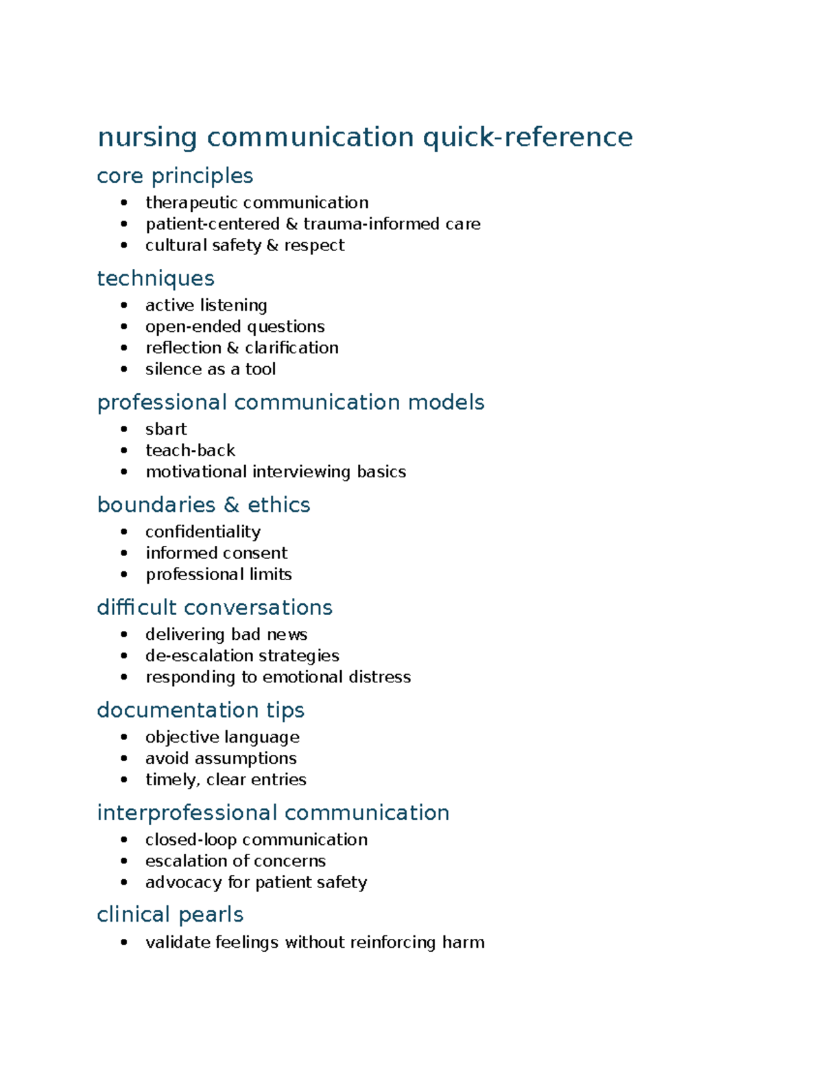 Nursing Communication Reference - nursing communication quick-reference ...