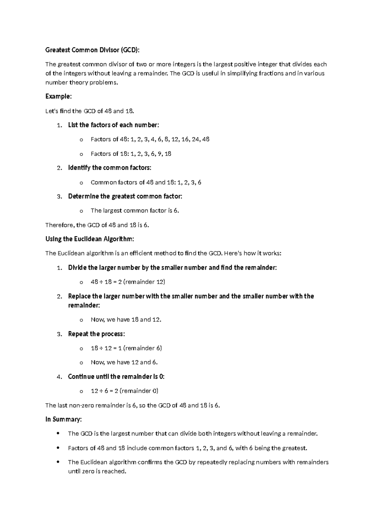 stat's 1&2 units - Greatest Common Divisor (GCD): The greatest common ...
