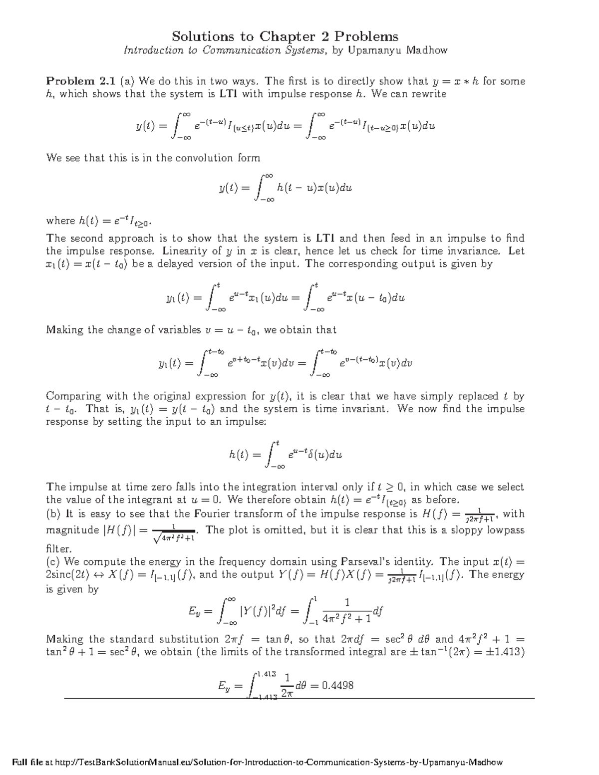 Solutions for Introduction to Communication Systems (EE 214) - Chapter ...