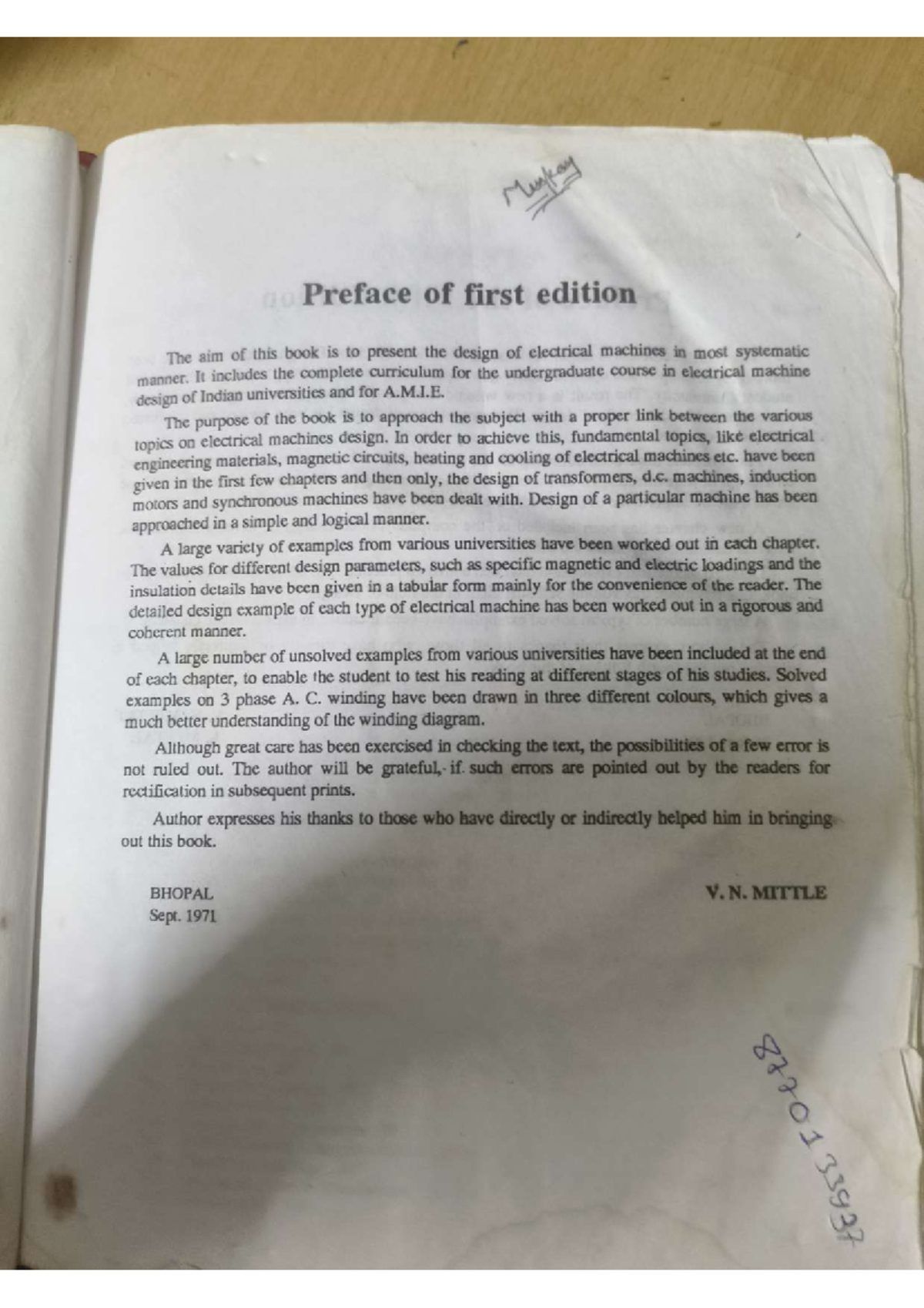1000190024 - It is the description of a book - Preface of first edition ...