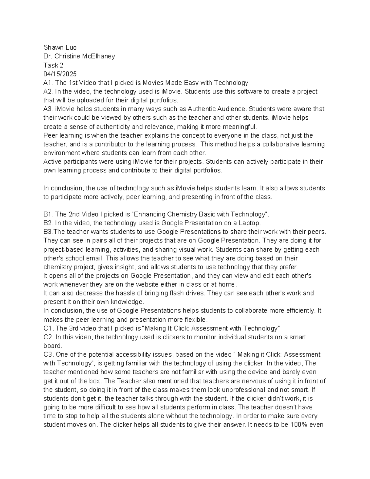 C3 Task 2 Technology Analysis: Enhancing Learning with Digital Tools ...
