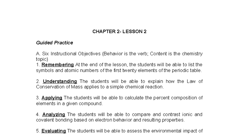 CHAPTER 2 LESSON 2 - Instructional Objectives & Competencies - Studocu