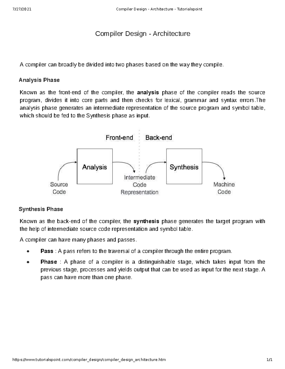 Compiler Design Architecture: Lesson 2 Overview - Studocu