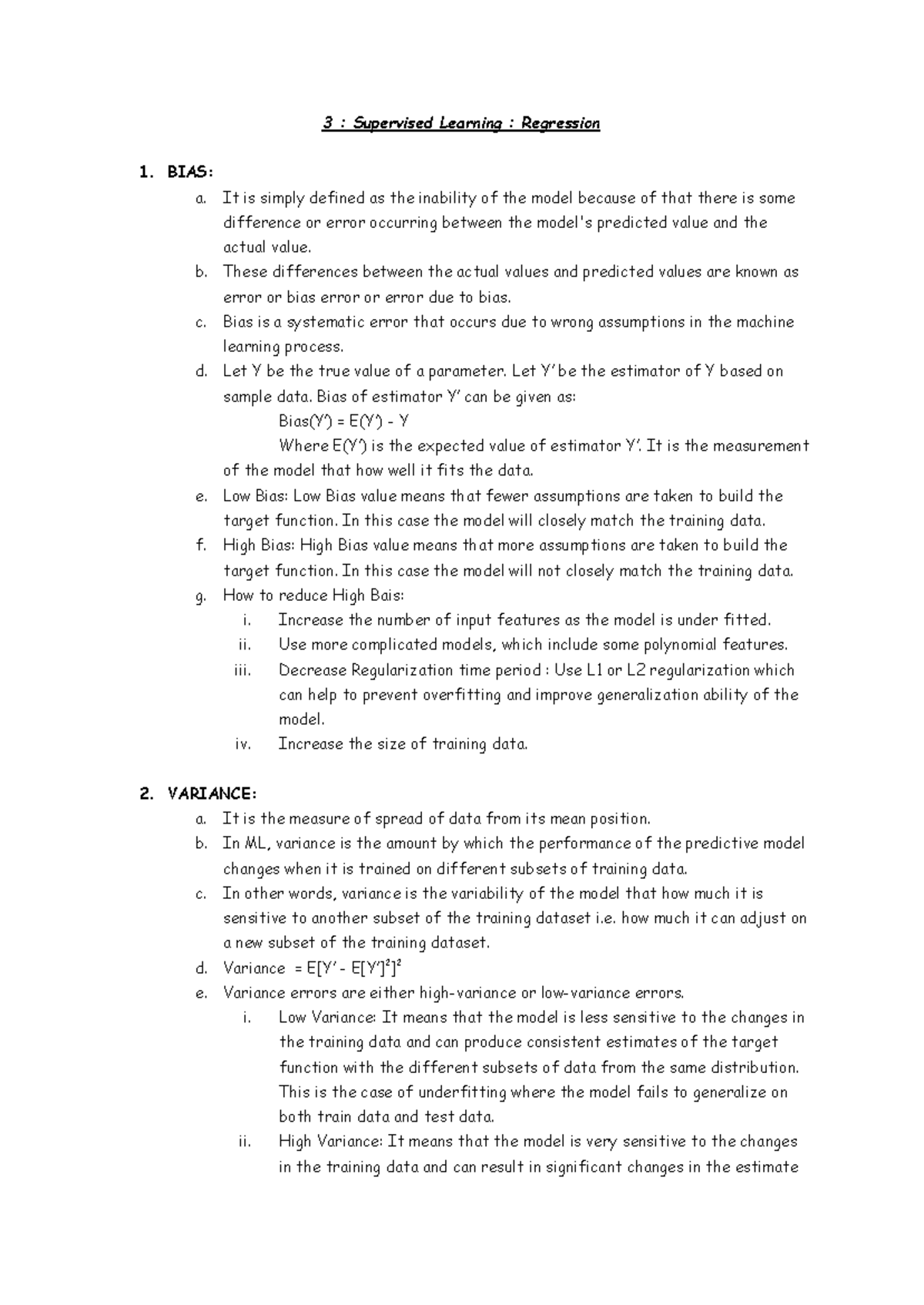Machine Learning Final Exam Notes - ML EndSem - Studocu