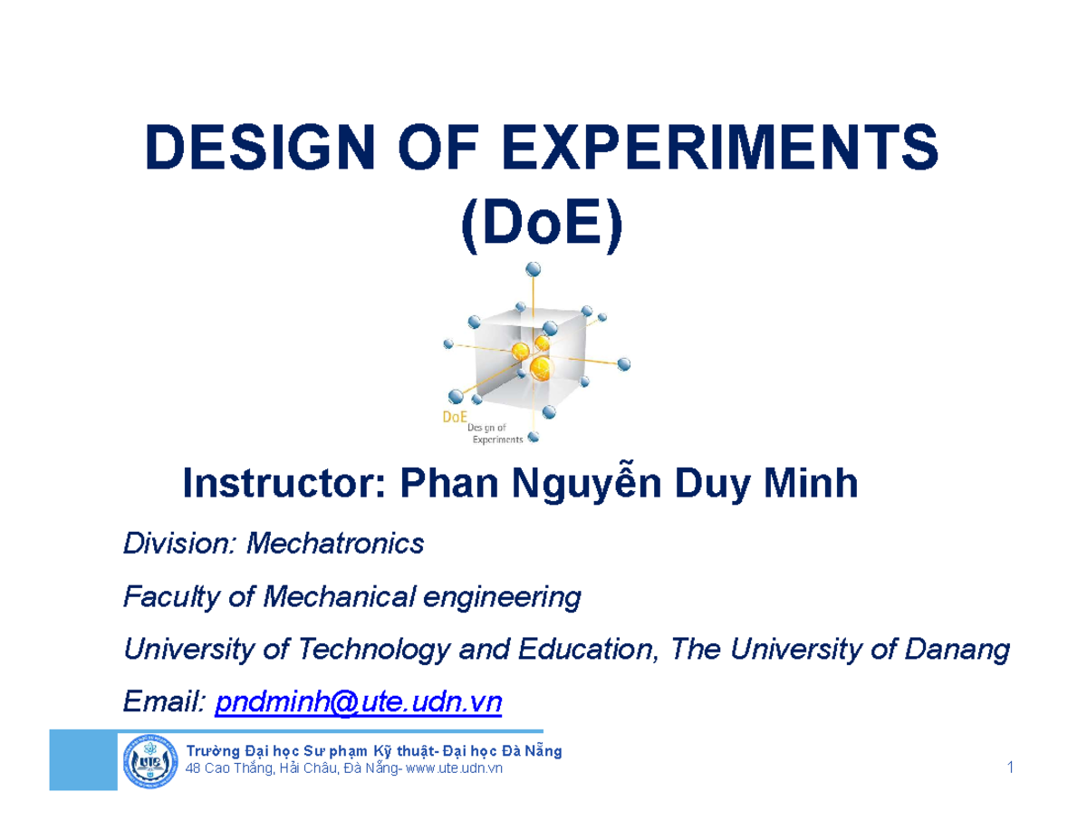 DOE Chapter 2: Key Statistical Terms in Design of Experiments - Studocu