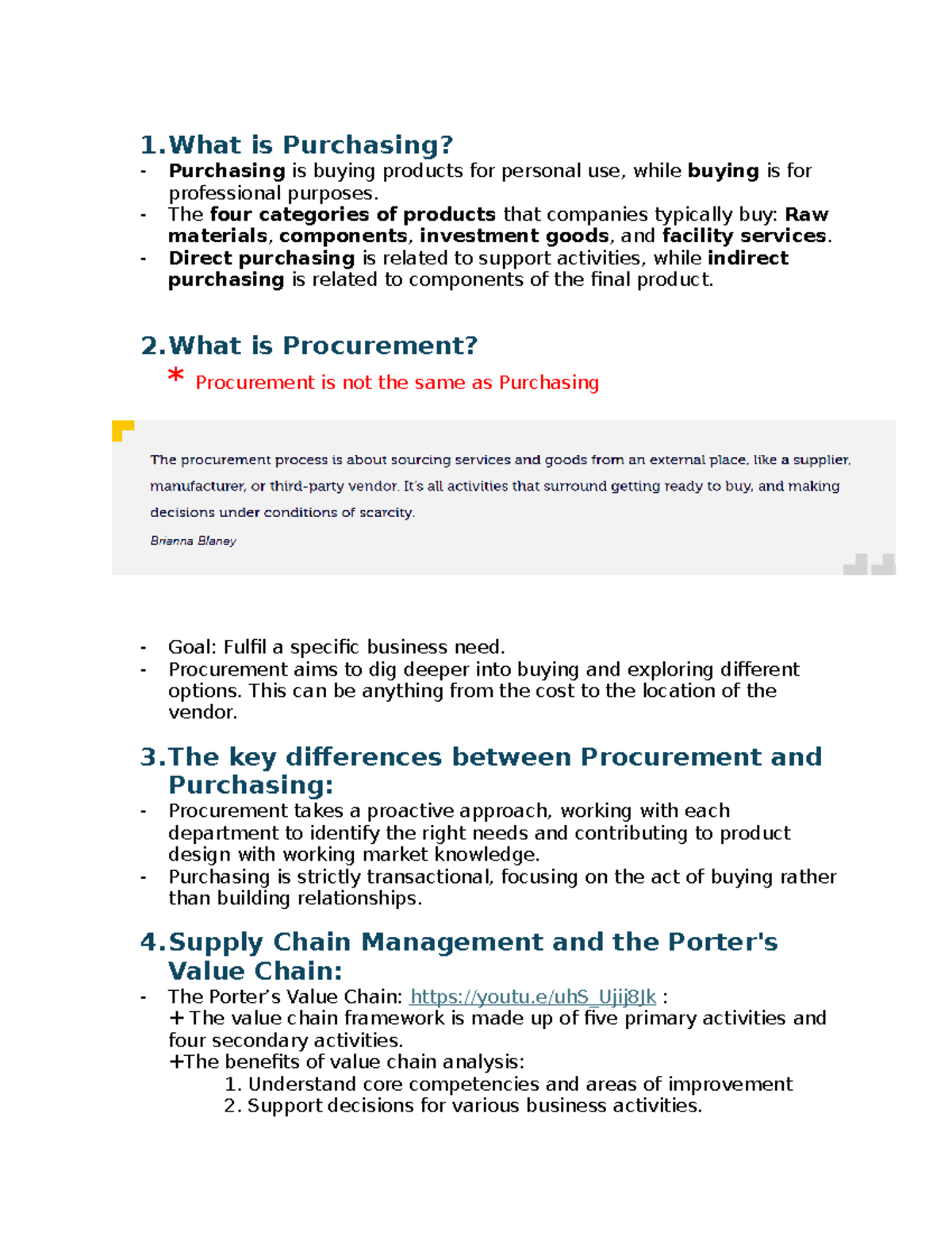 Overview of purchasing and procurement concepts - W1 - Studocu