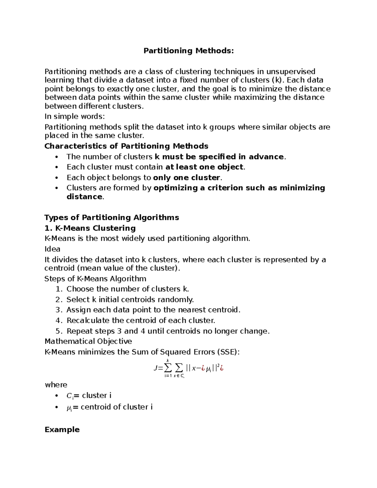 Partitioning Methods in Clustering Techniques: An Overview - Studocu
