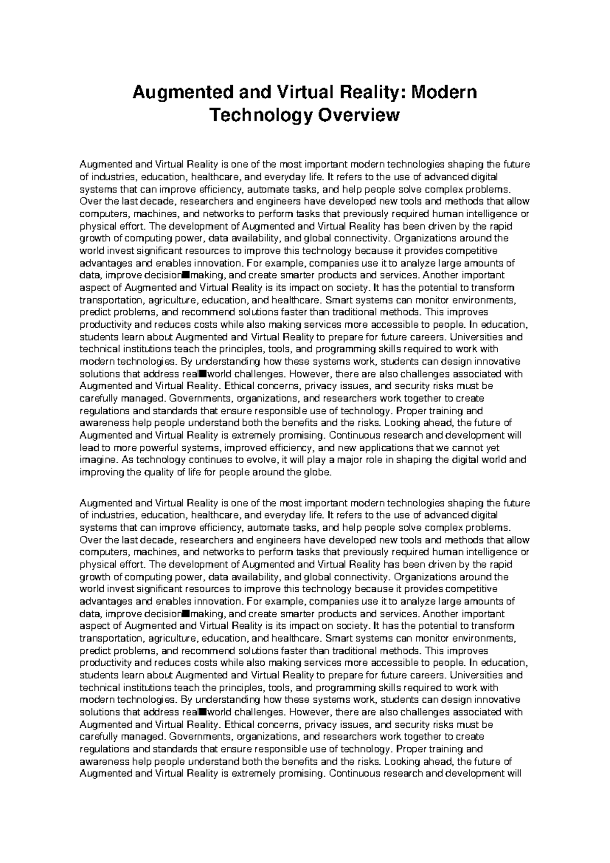 AVR 101: Overview of Augmented and Virtual Reality Technologies - Studocu