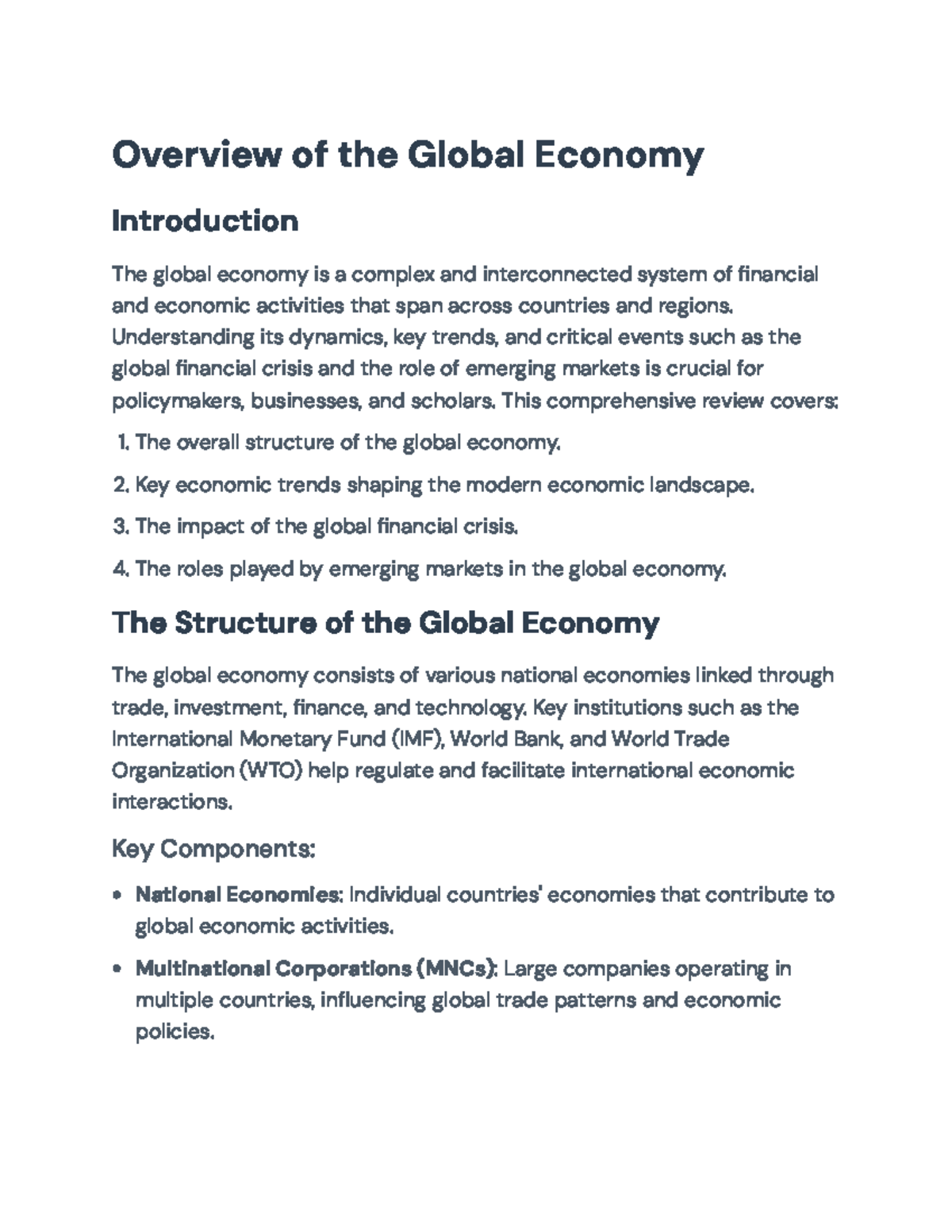 Global Economy Overview and Key Trends Analysis - Overview of the ...