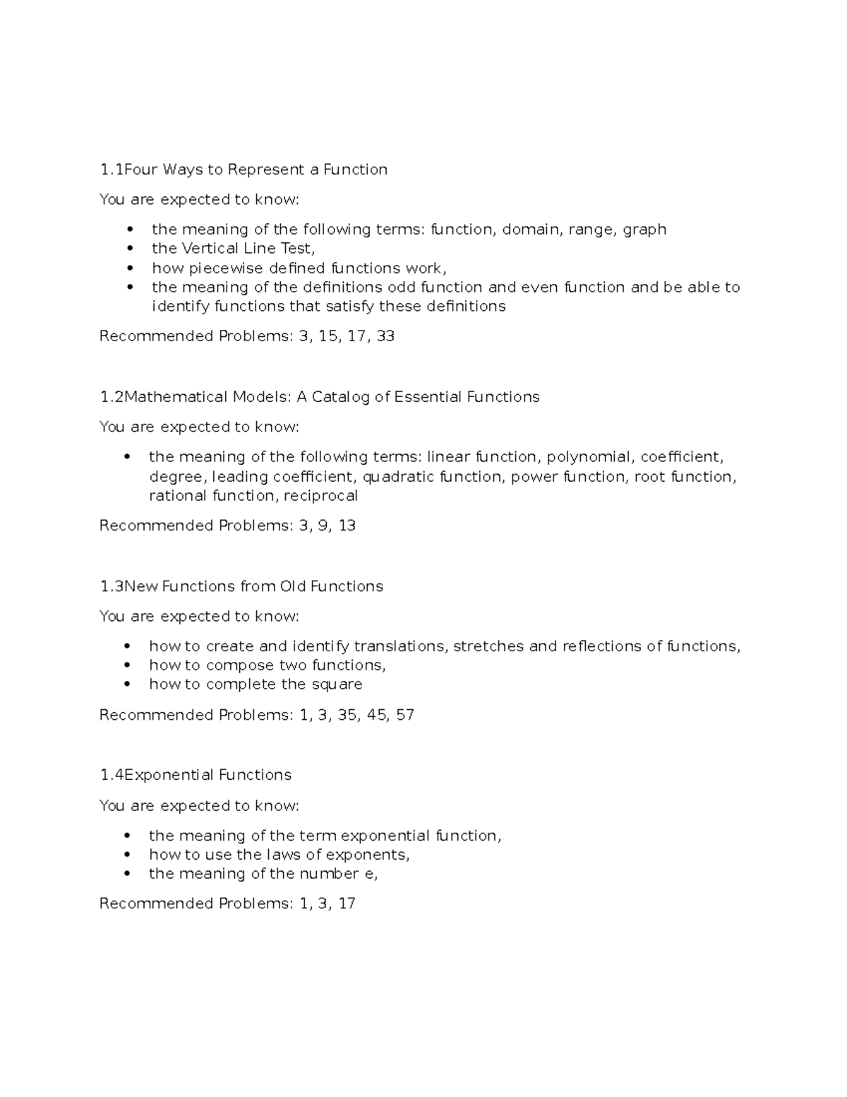 Math 101: Functions and Their Representations - Key Concepts and ...
