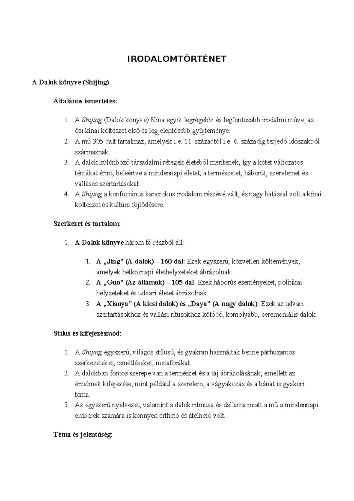 Irodalomtörténet - Állam Vizsga Témák és Elemzések Készítése - Document Preview