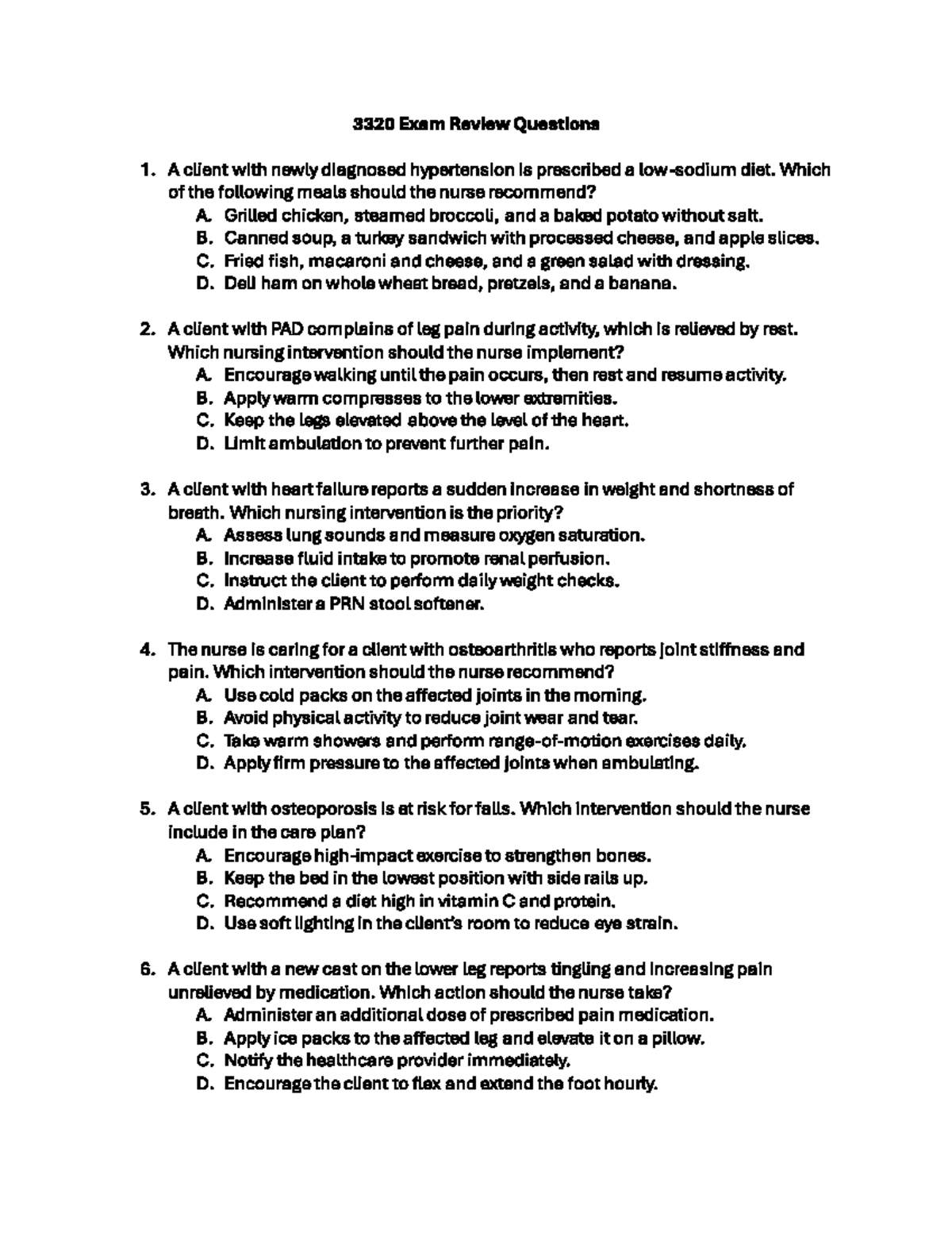 3320 exam review - Study guide for exam 1 - 3320 Exam Review Questions ...