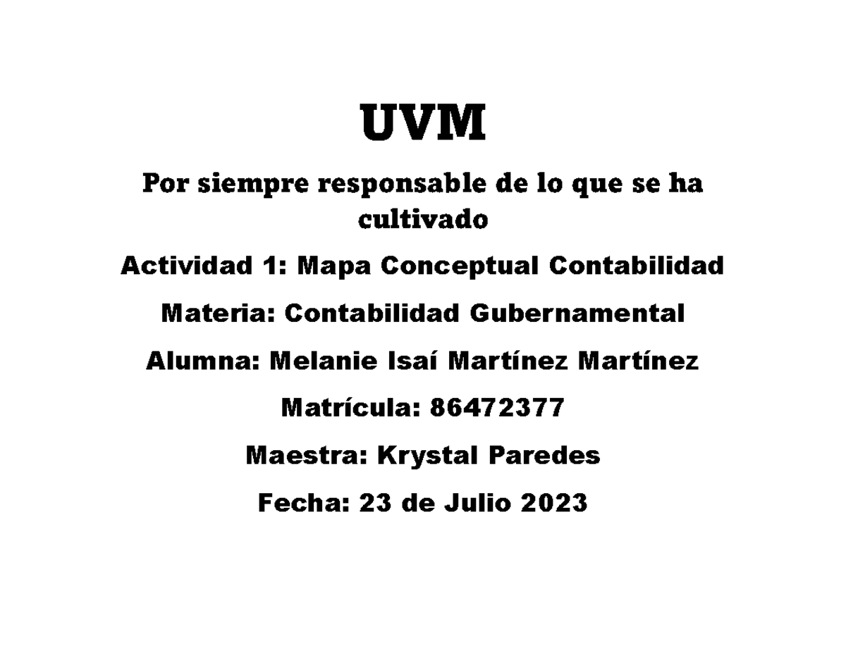 Actividad 1 Mapa Conceptual Contabilidad - UVM Por siempre responsable