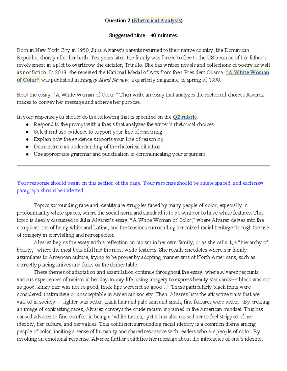 Anna Dong - Q2 Rhetorical Analysis Essay for A White Woman of Color by ...