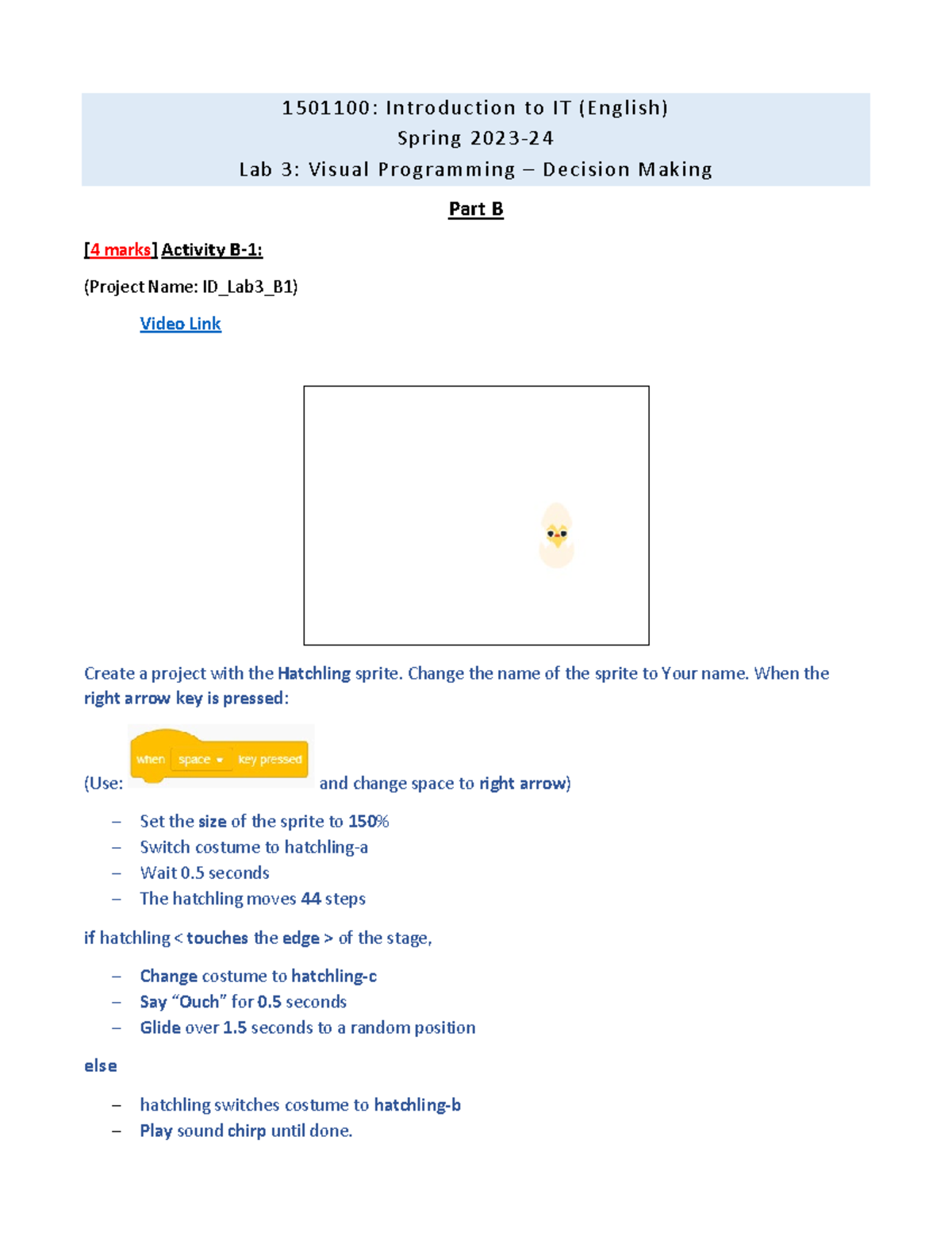 ITE S23-24 Lab 3 Part B - Visual Programming Practice Activities - Studocu
