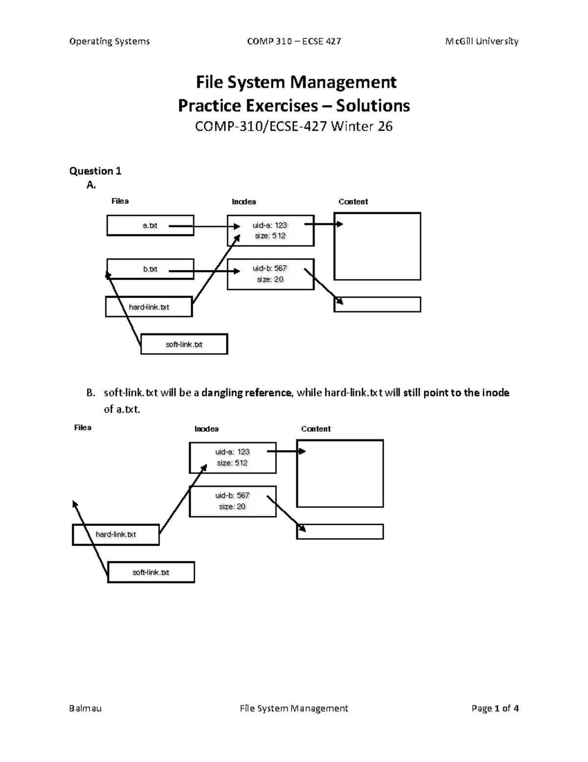 File System Management Solutions COMP 310 ECSE 427 Winter 26 - Studocu