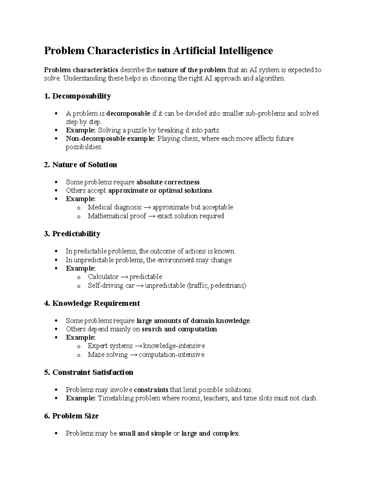 AI Problem Characteristics: Understanding Decomposability, Solutions ...