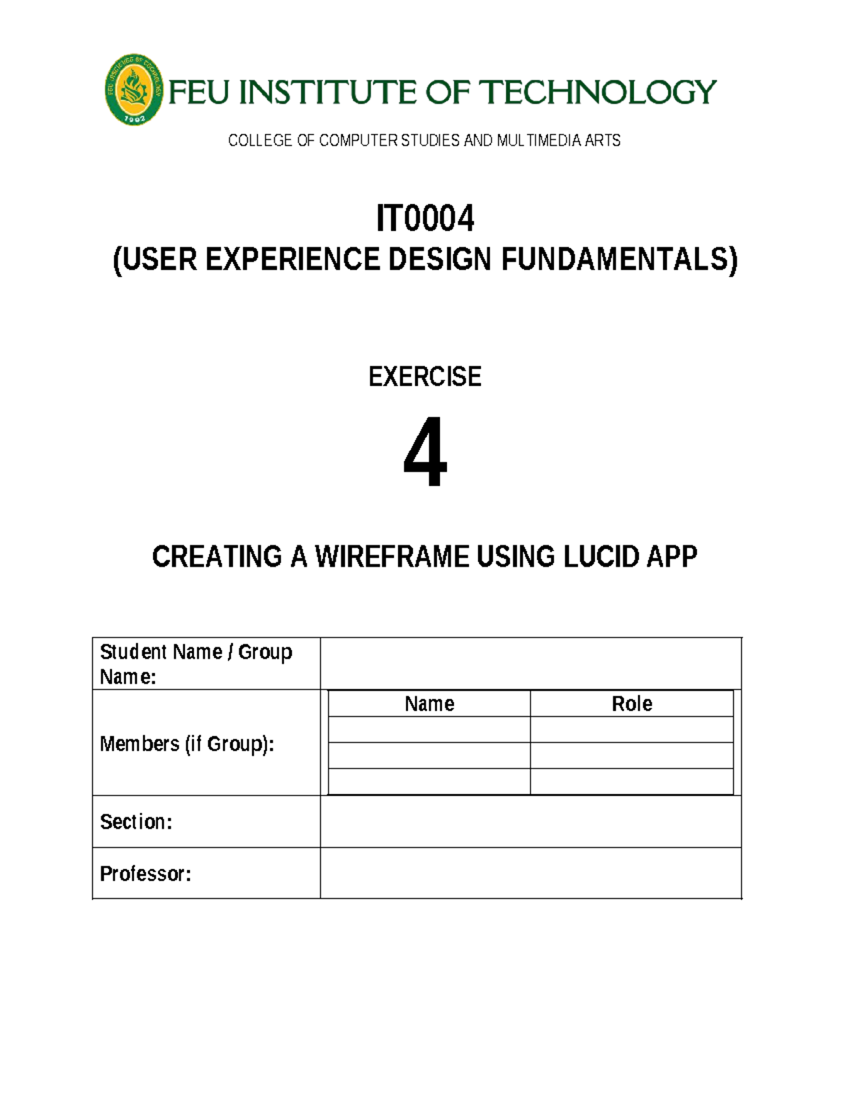 M4 - UX Design Fundamentals: Wireframe Creation with Lucid App - Studocu