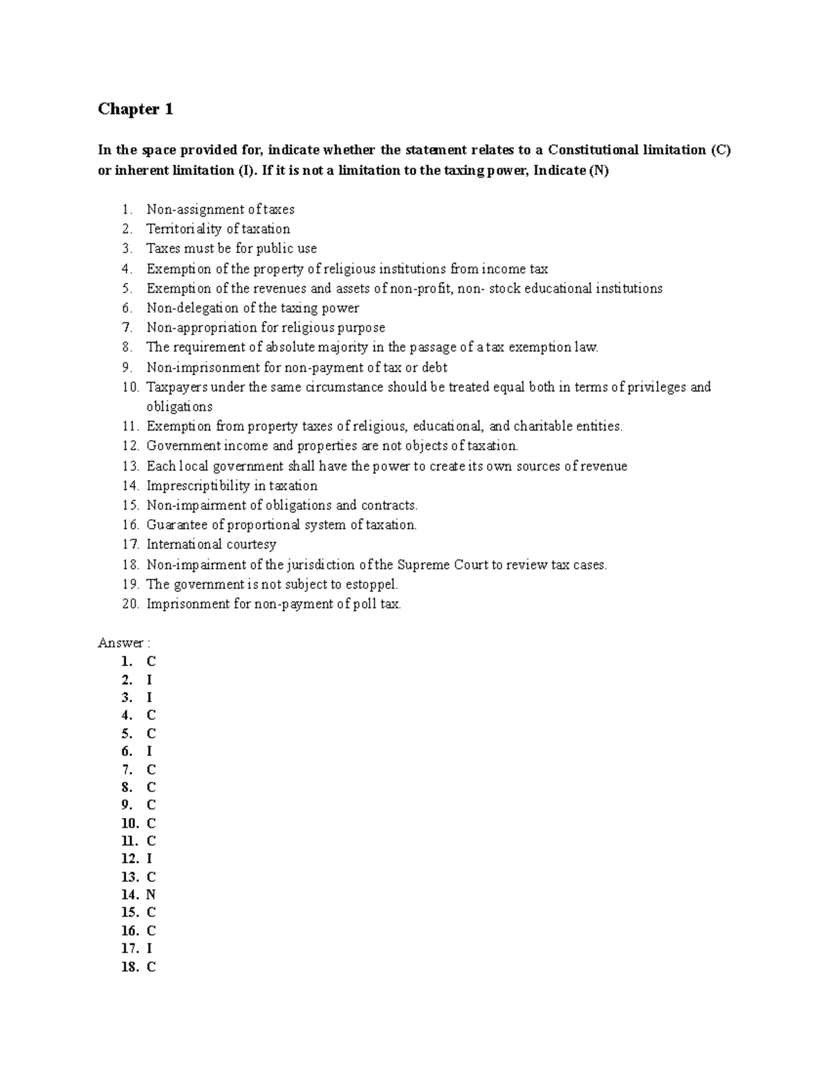 Income Taxation Study Notes: Chapter 1 & 3 Overview - Studocu
