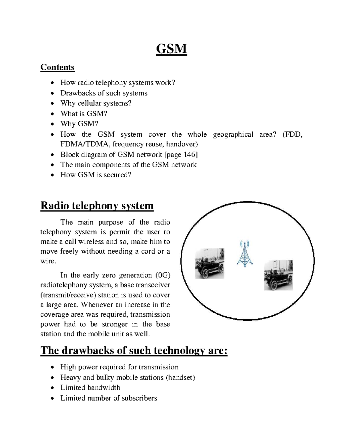 GSM - Comprehensive Lecture Notes on Cellular Telephony Systems - Studocu