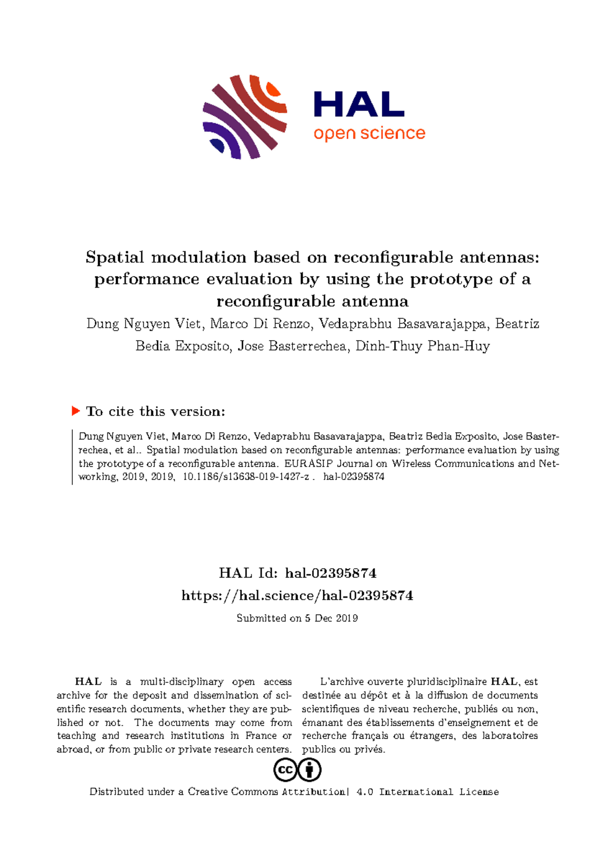 Spatial modulation 2 - HAL Id: hal- hal/hal- Submitted on 5 Dec 2019 ...