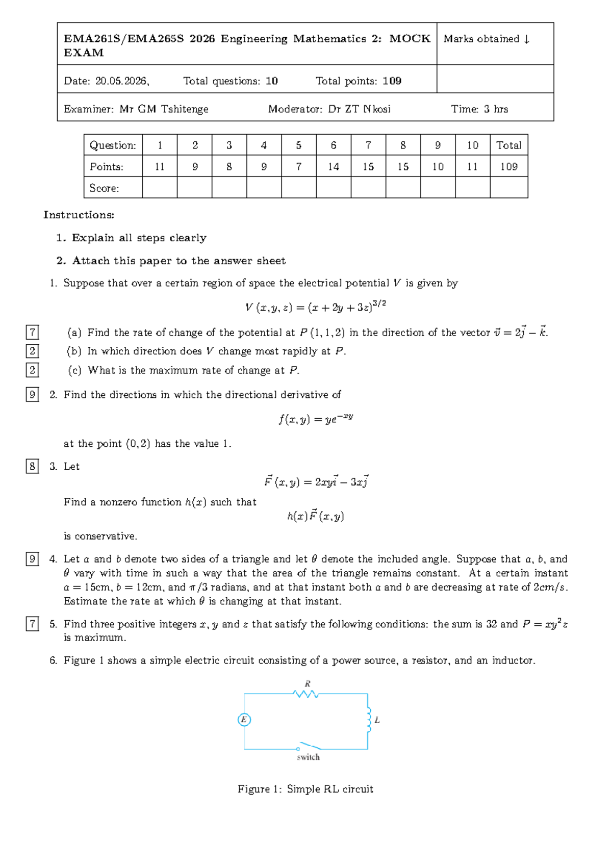 MOCK EXAM 2026 Engineering Mathematics 2 - Final Assessment - Studocu